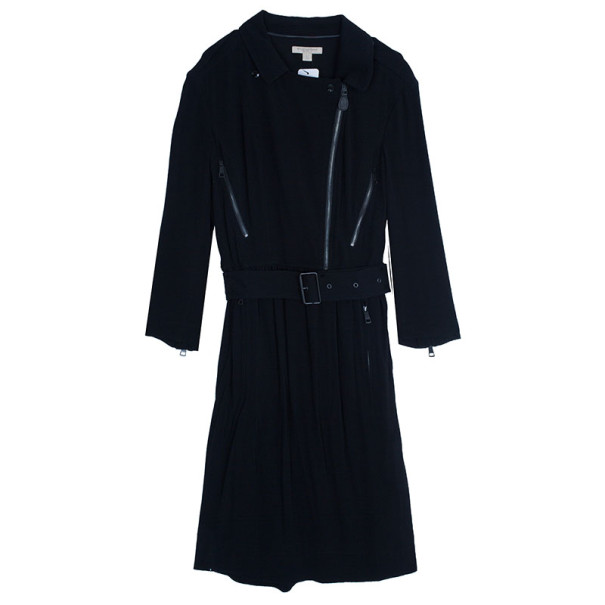 مملوكة مسبقًا Burberry Black Zip Front Utility Dress M