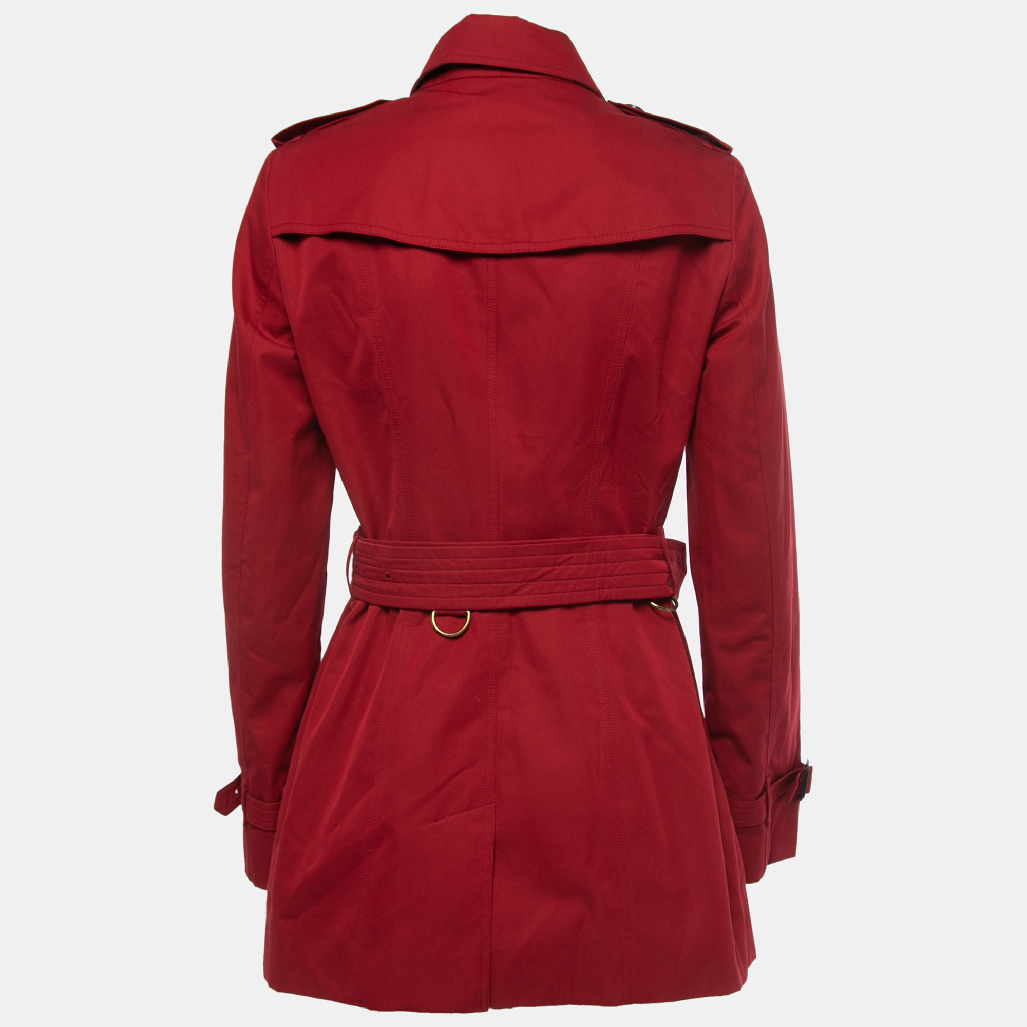 

Burberry Red Cotton Double-Breasted Short Trench Coat