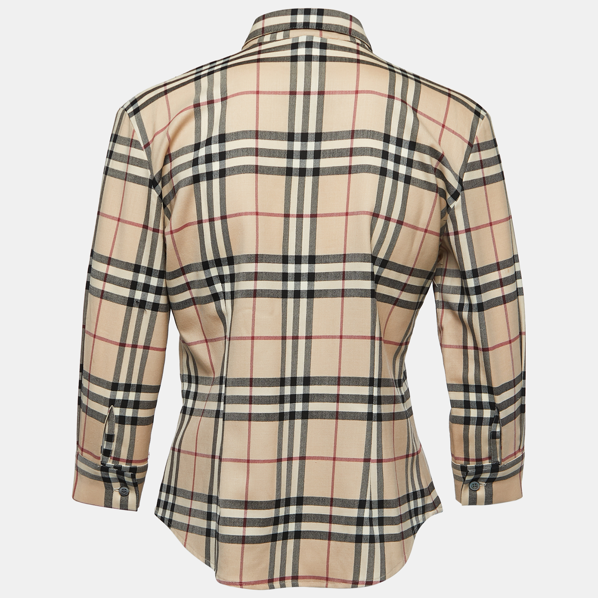 

Burberry Beige Checked Wool Button Front Shirt