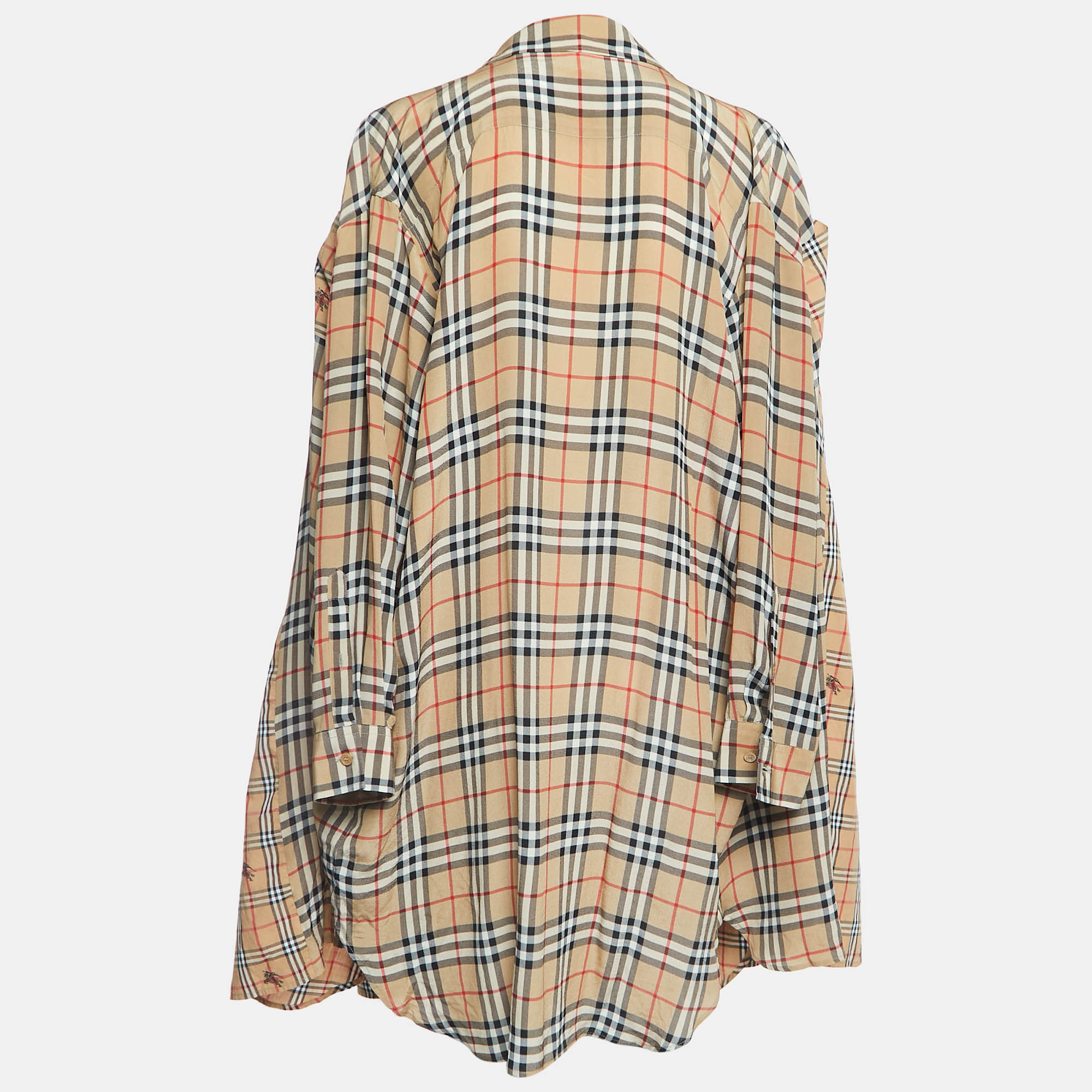 

Burberry Beige Vintage Checked Wrap Sleeve Shirt Dress