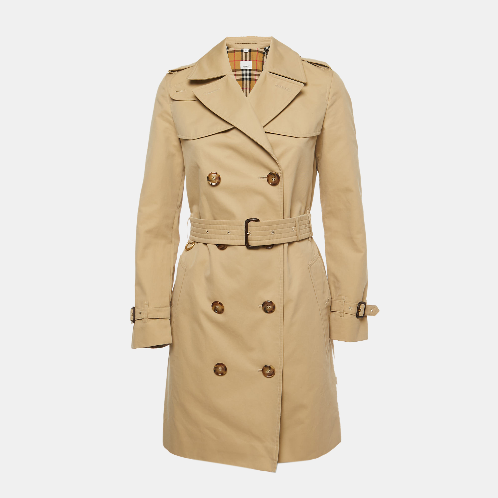 Burberry Beige Cotton The Short Islington Trench Coat S