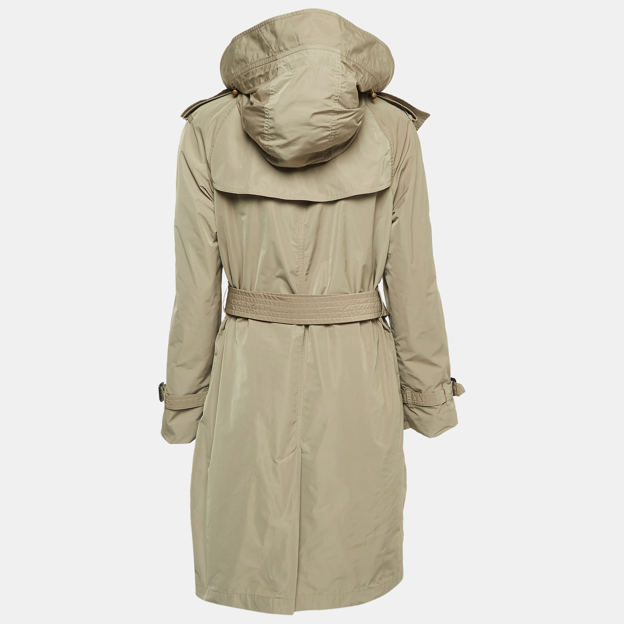 

Burberry Brown Synthetic Detachable Hood Double Breasted Trench Coat
