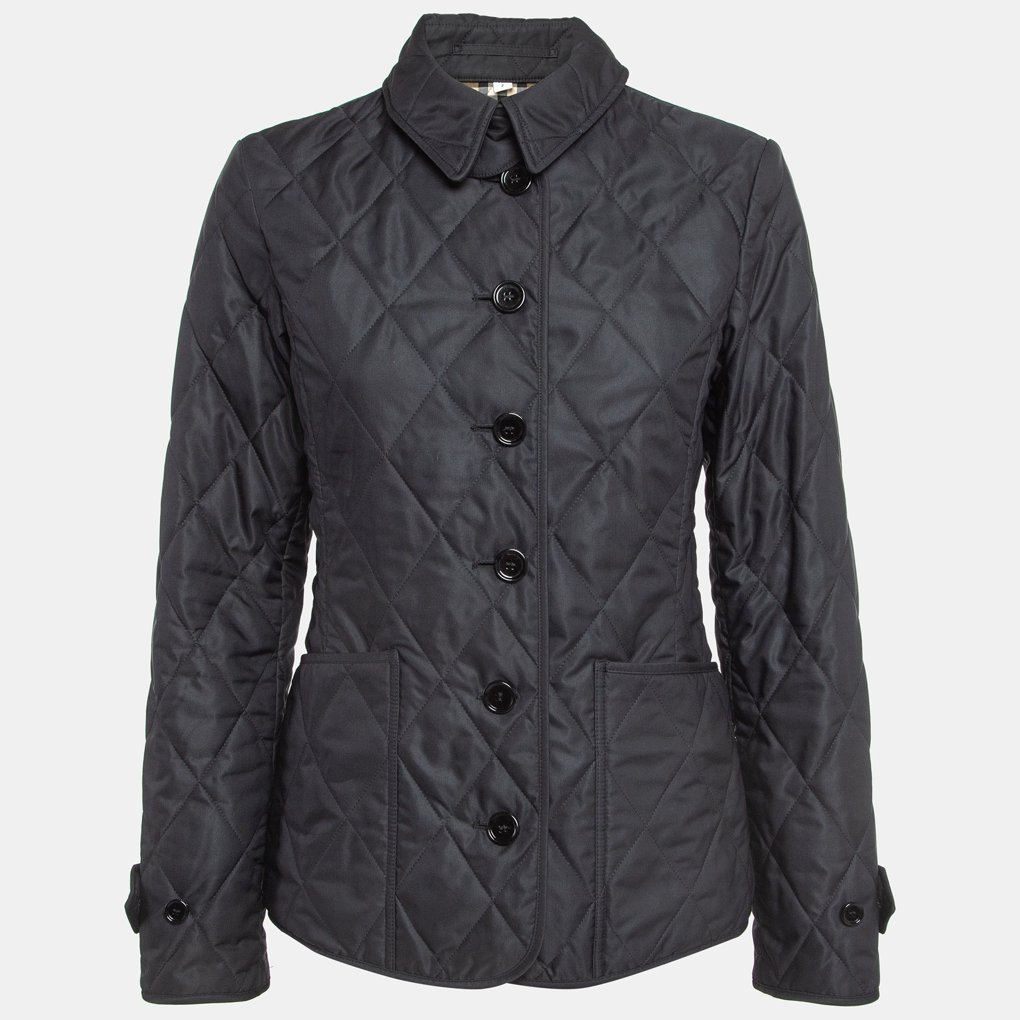 Pre-owned Burberry Black Synthetic Diamond Quilted Thermoregulated Jacket S