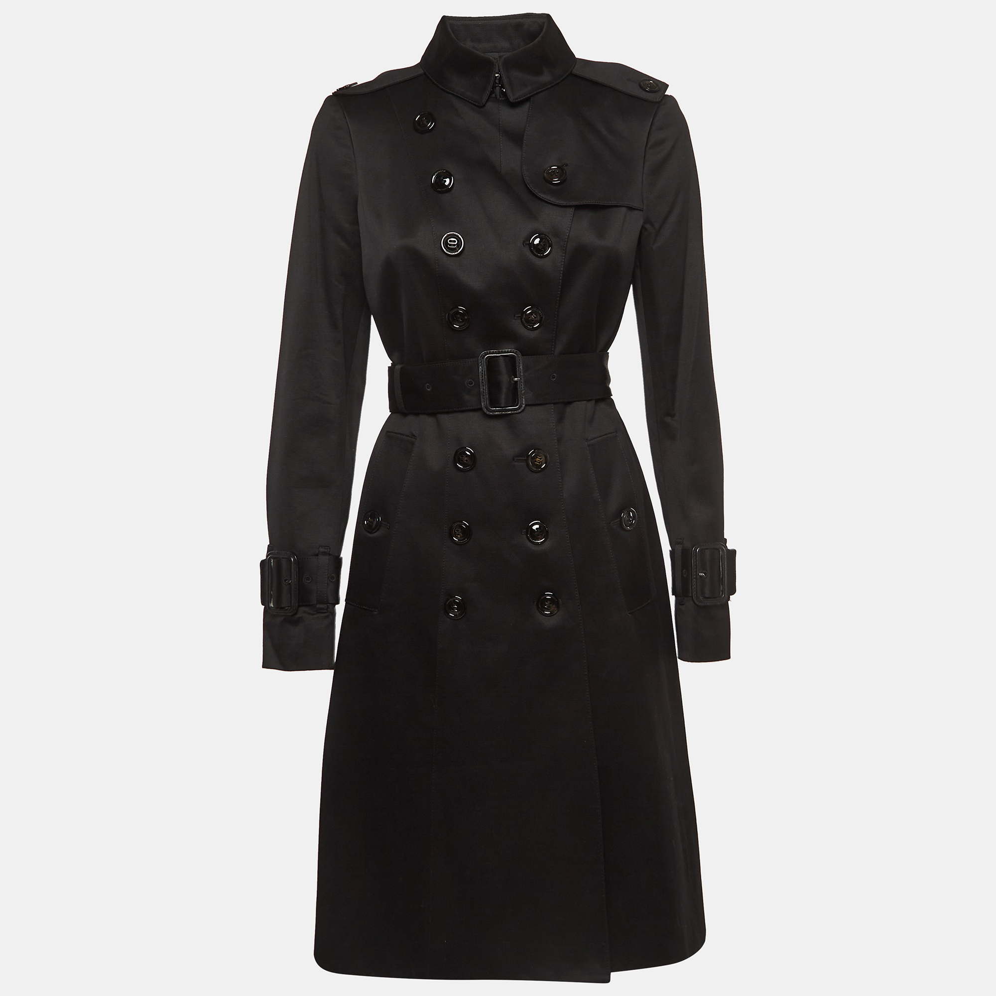 

Burberry Black Cotton Double Breasted Trench Coat