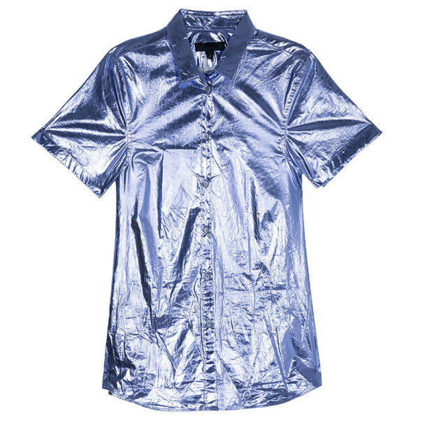 Pre Owned Burberry Metallic Button Down Top S