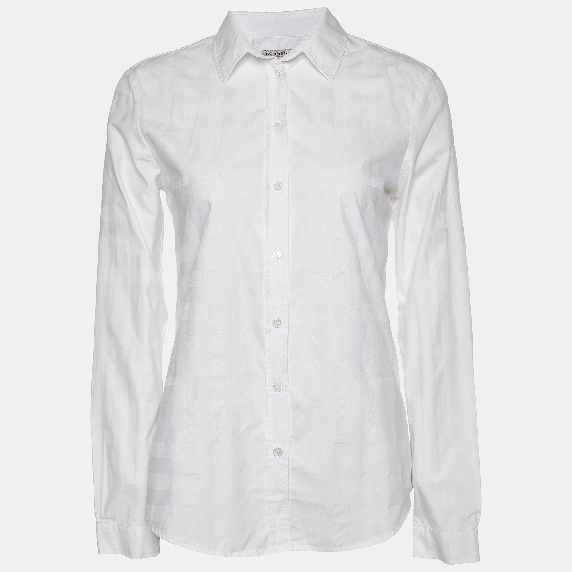 

Burberry White Check Pattern Cotton Long Sleeve Shirt S