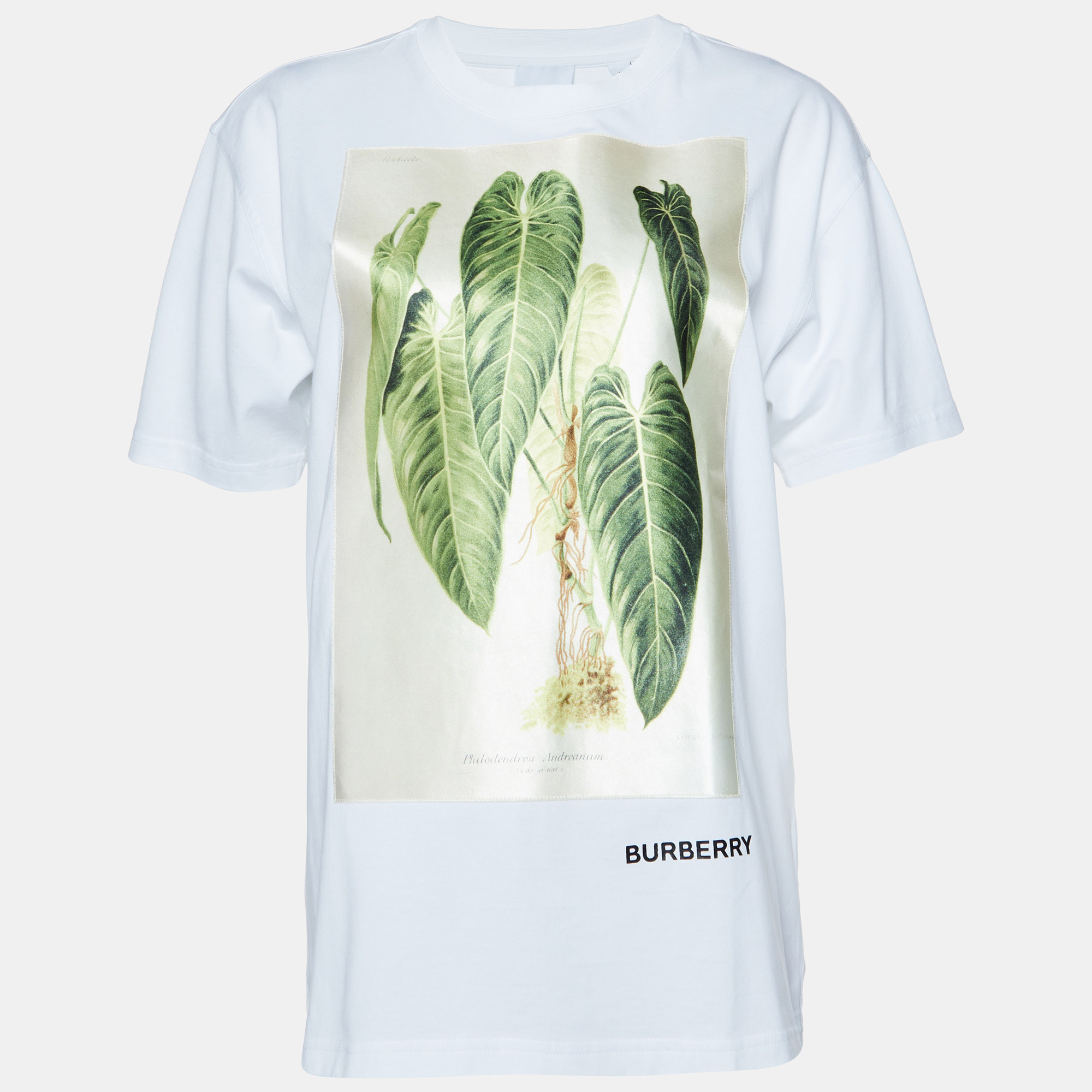 

Burberry White Cotton Botanical Sketch Appliqued T-Shirt XS