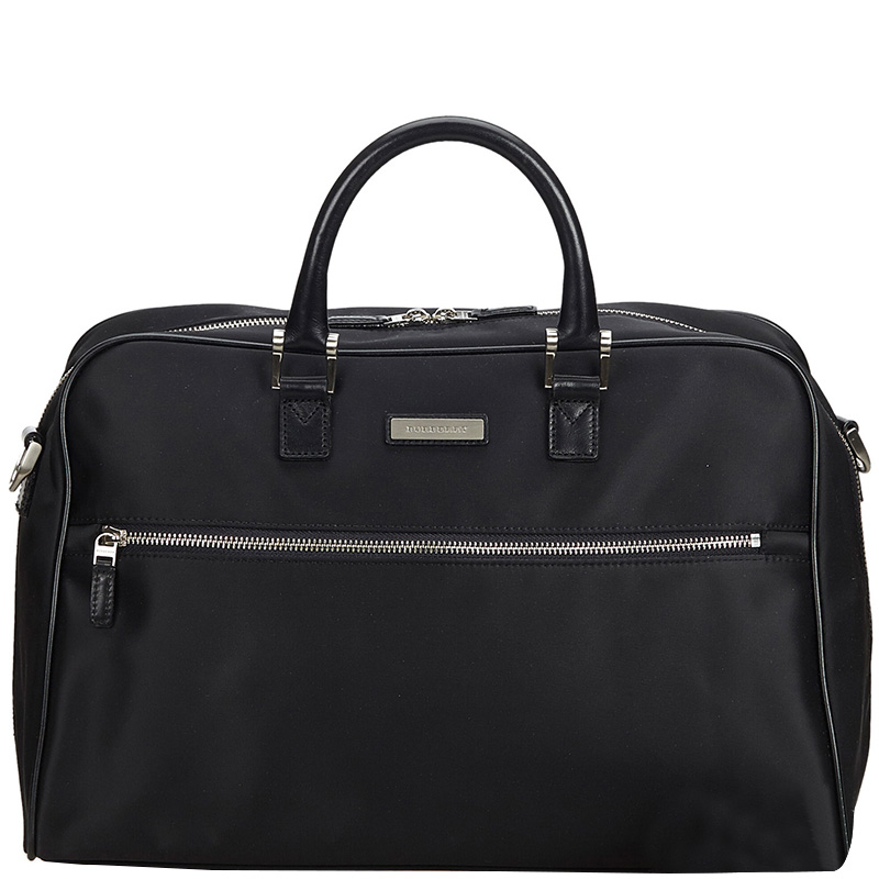 Burberry Black Nylon Leather Travel Bag
