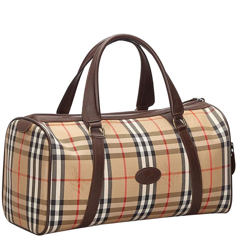 

Burberry Brown Haymarket Check Canvas Duffle Bag