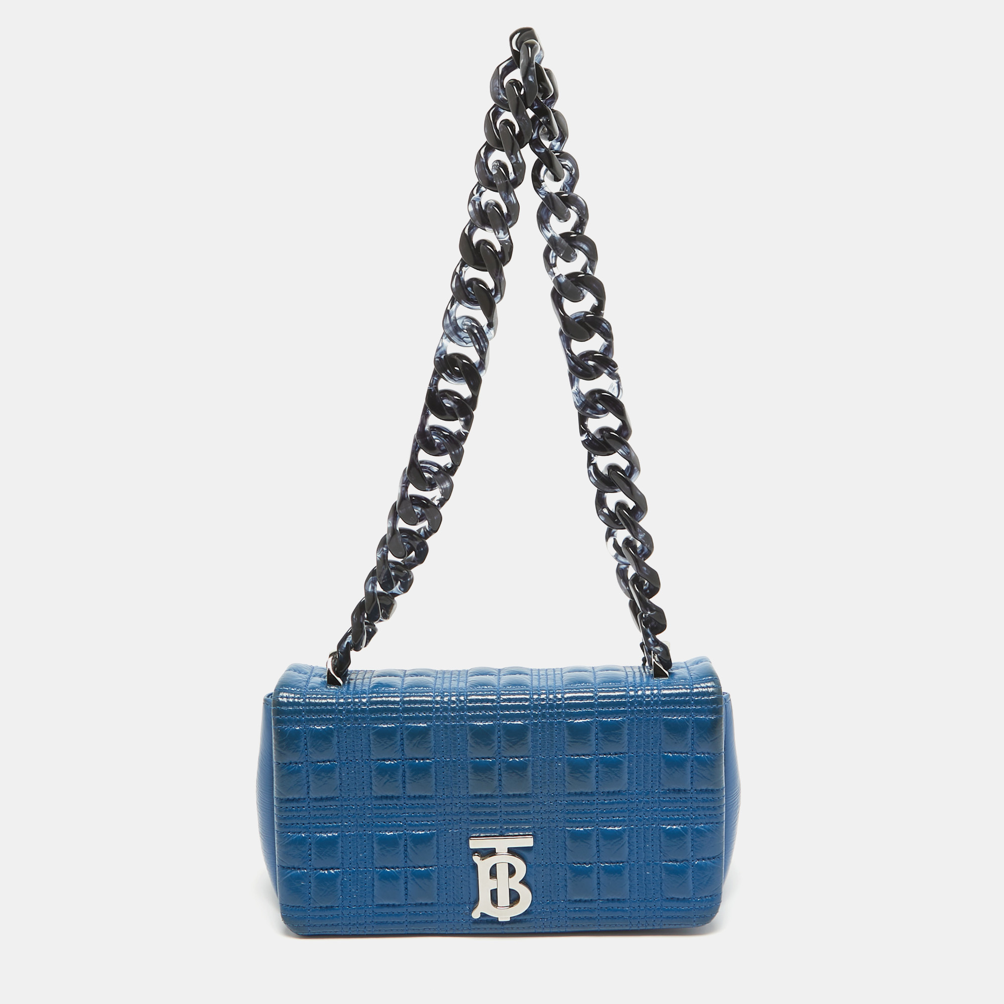 

Burberry Warm Royal Blue Quilted Patent Leather  Lola Chain Shoulder Bag