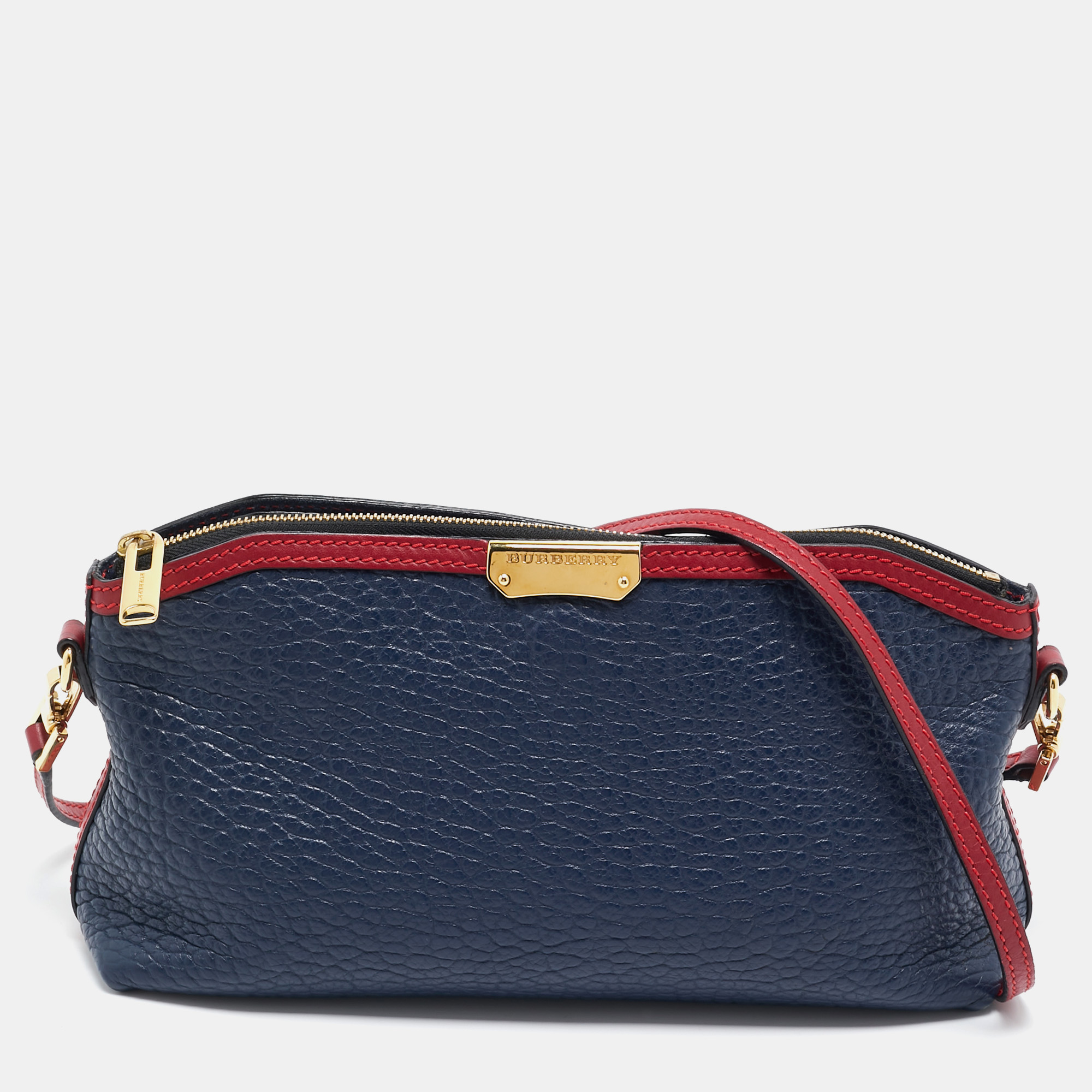 

Burberry Navy Blue/Red Leather Peyton Crossbody Bag