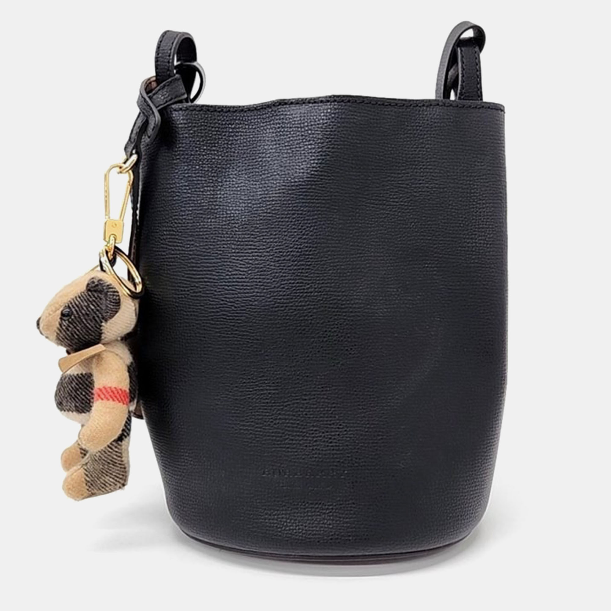 

Burberry Black Pebbled Leather Lorne Bucket Bag