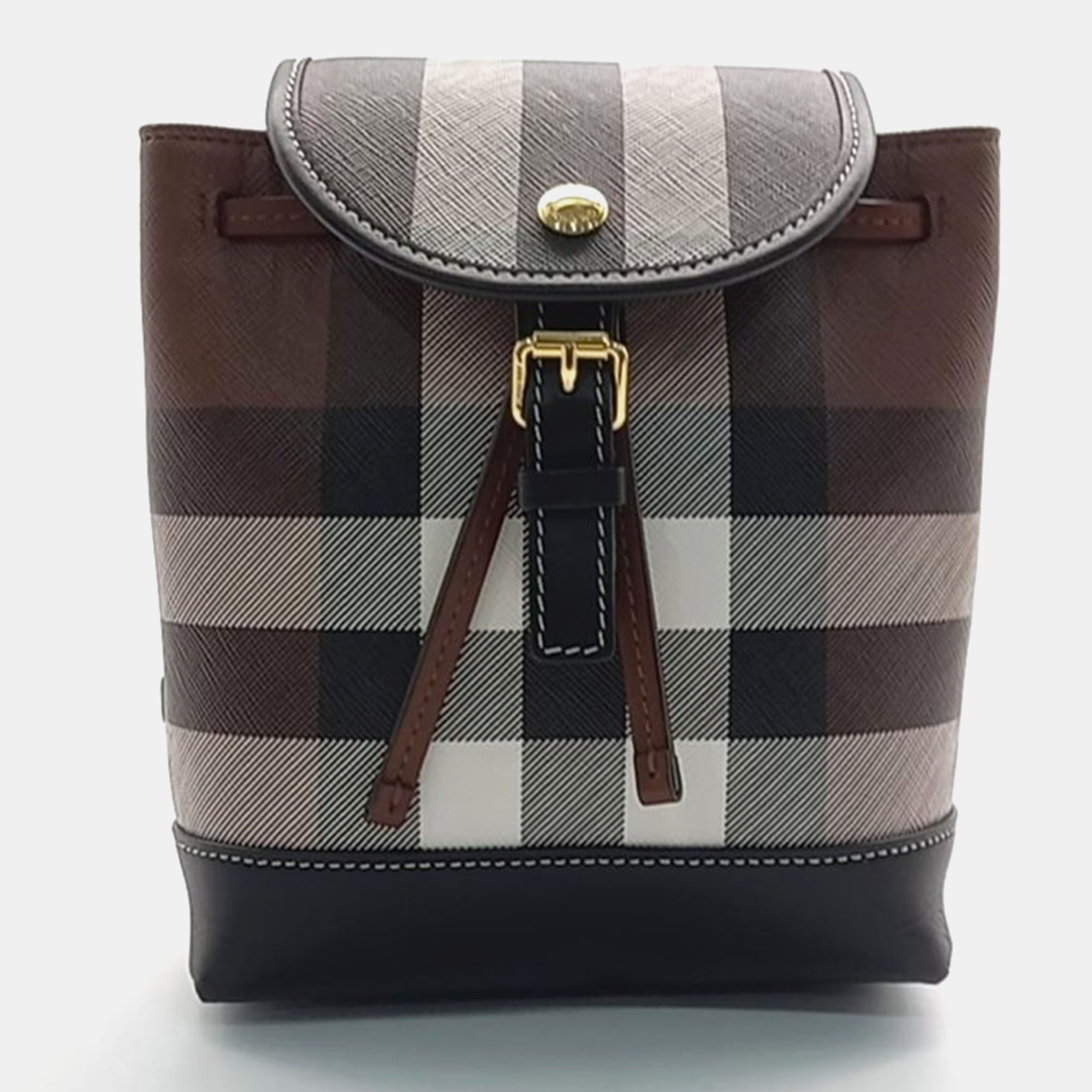 

Burberry Dark Brown House Check Canvas Calfskin Micro Backpack, Multicolor