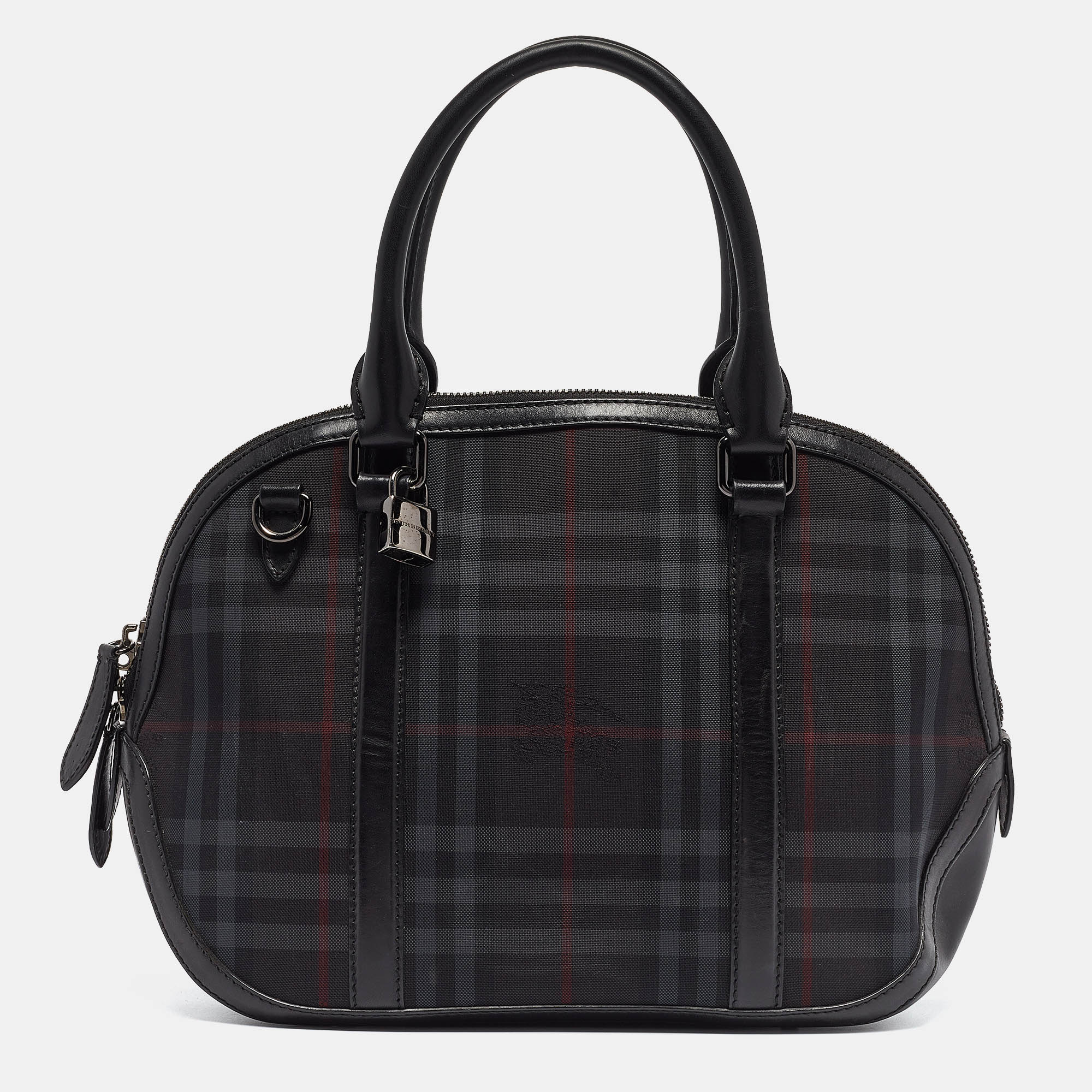 

Burberry Black Haymarket Check Nylon and Leather Orchard Bag