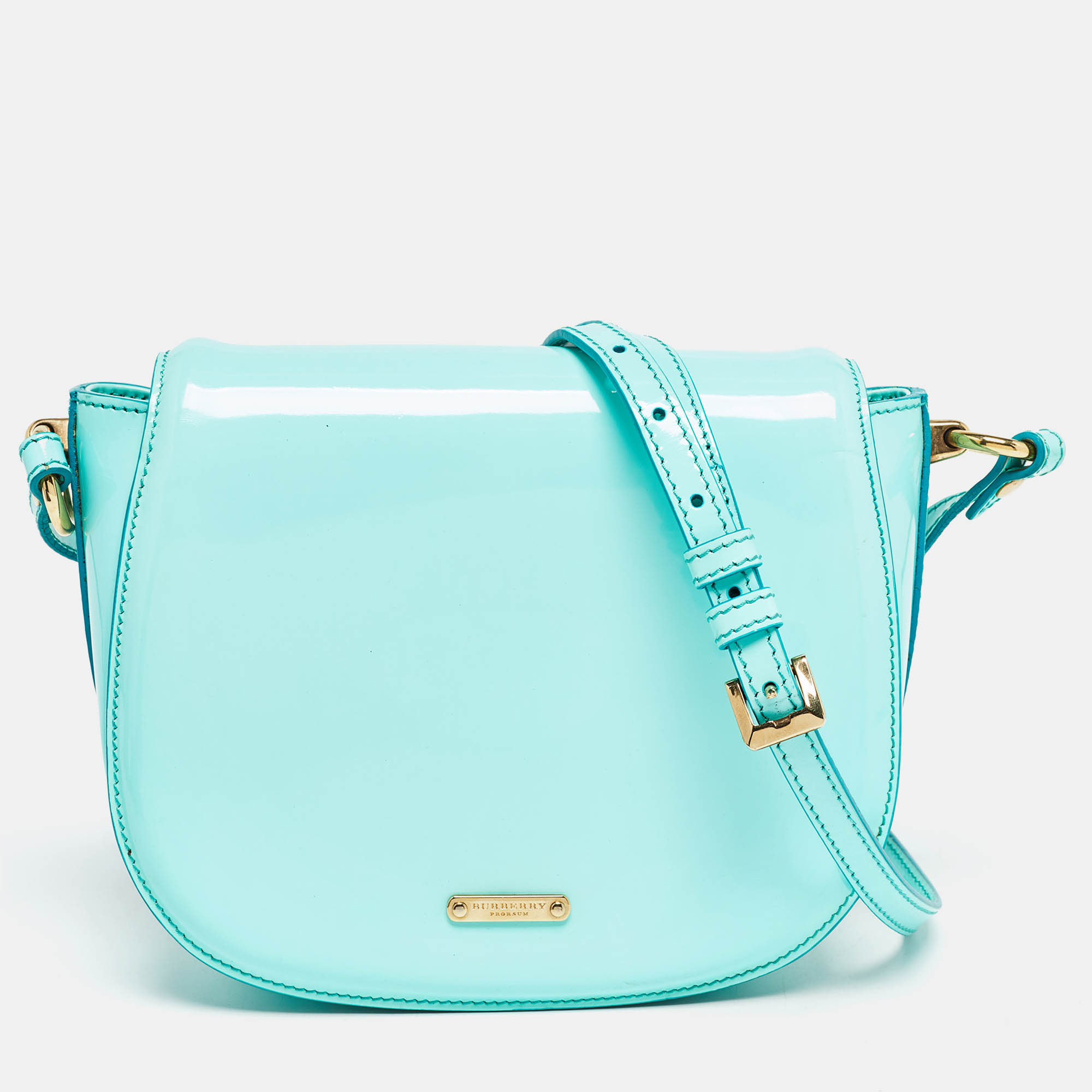 

Burberry Light Blue Patent Leather Small Leigh Crossbody Bag