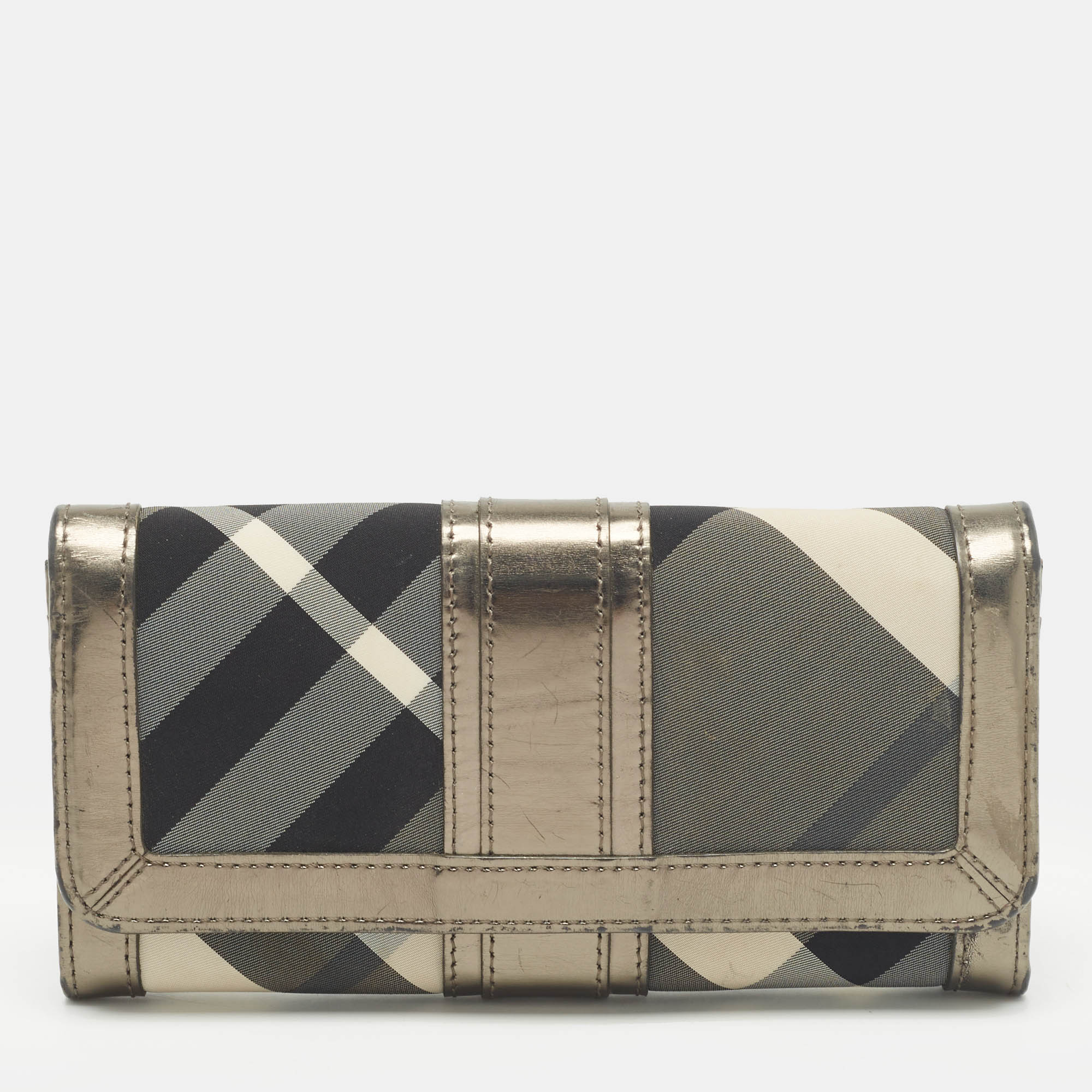 

Burberry Metallic Nova check Nylon and Leather Penrose Continental Wallet