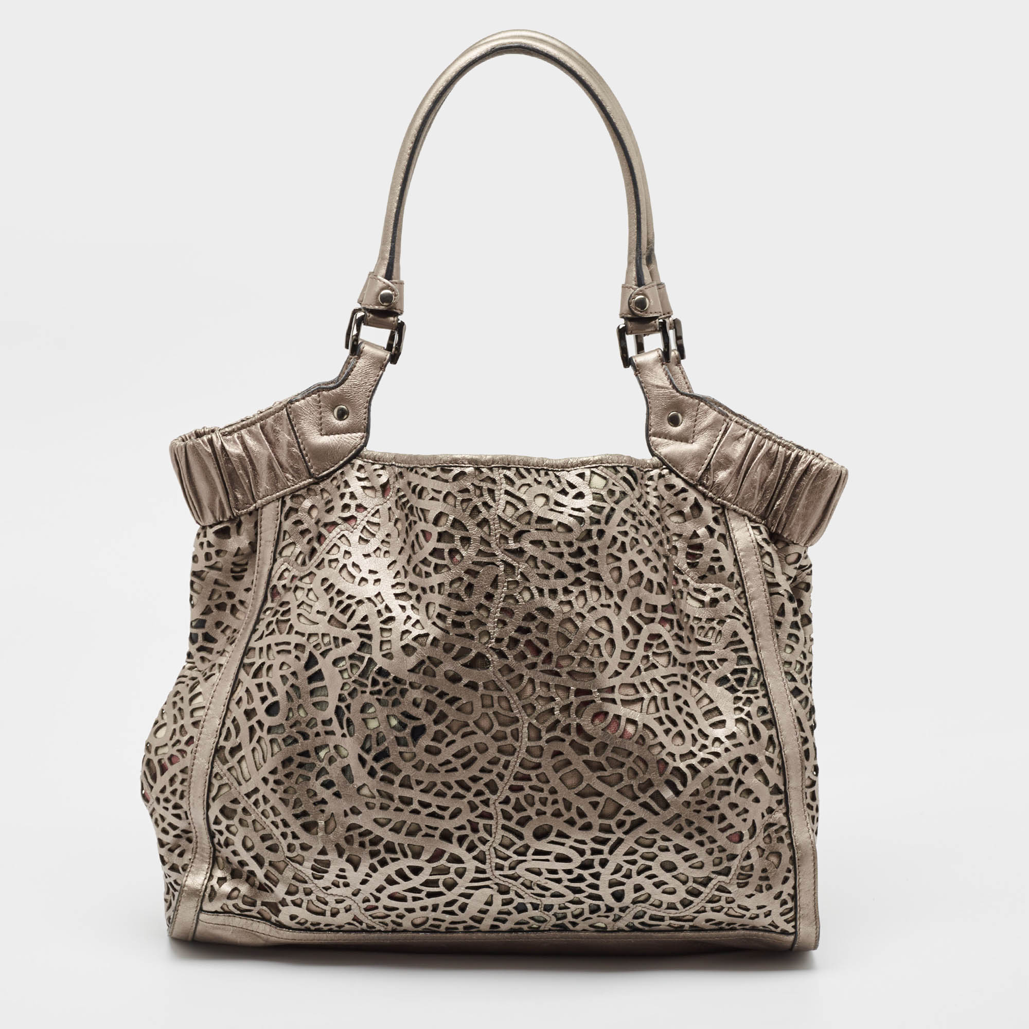 

Burberry Metallic Laser Cut Leather and PVC Tote