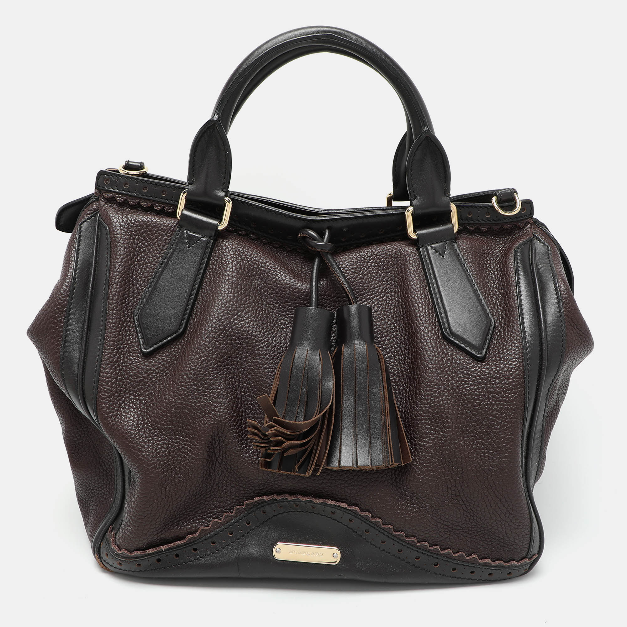 

Burberry Brown/Black Leather Tassel Detail Satchel