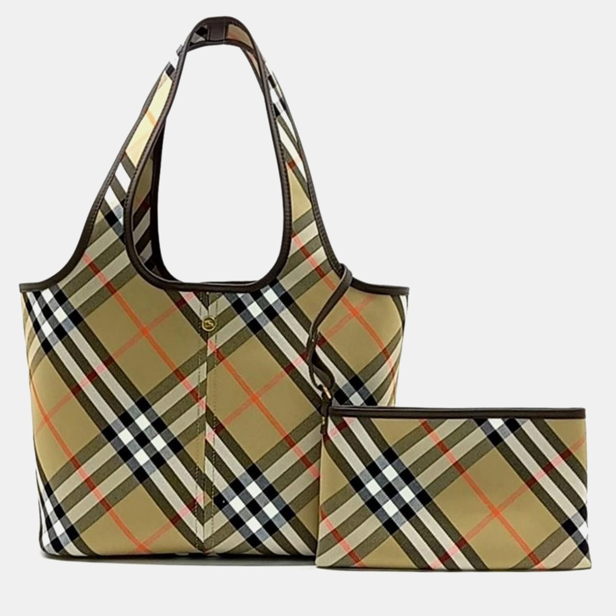 Pre-owned Burberry Small Checked Tote Bag In Multicolor