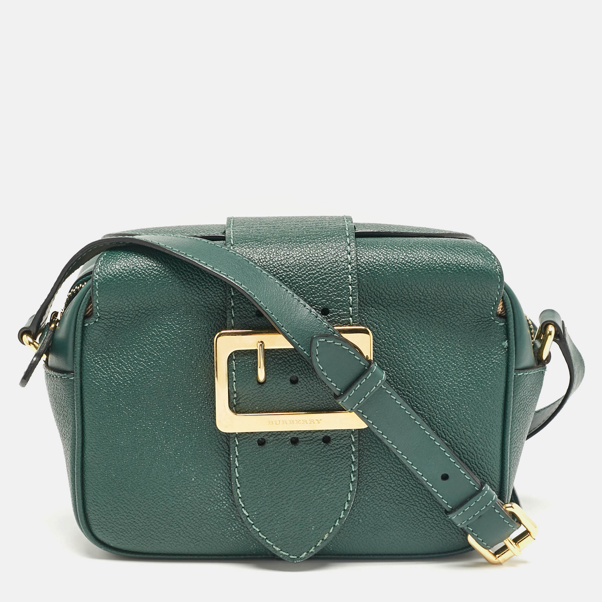 

Burberry Green Leather Small Medley Buckle Crossbody Bag