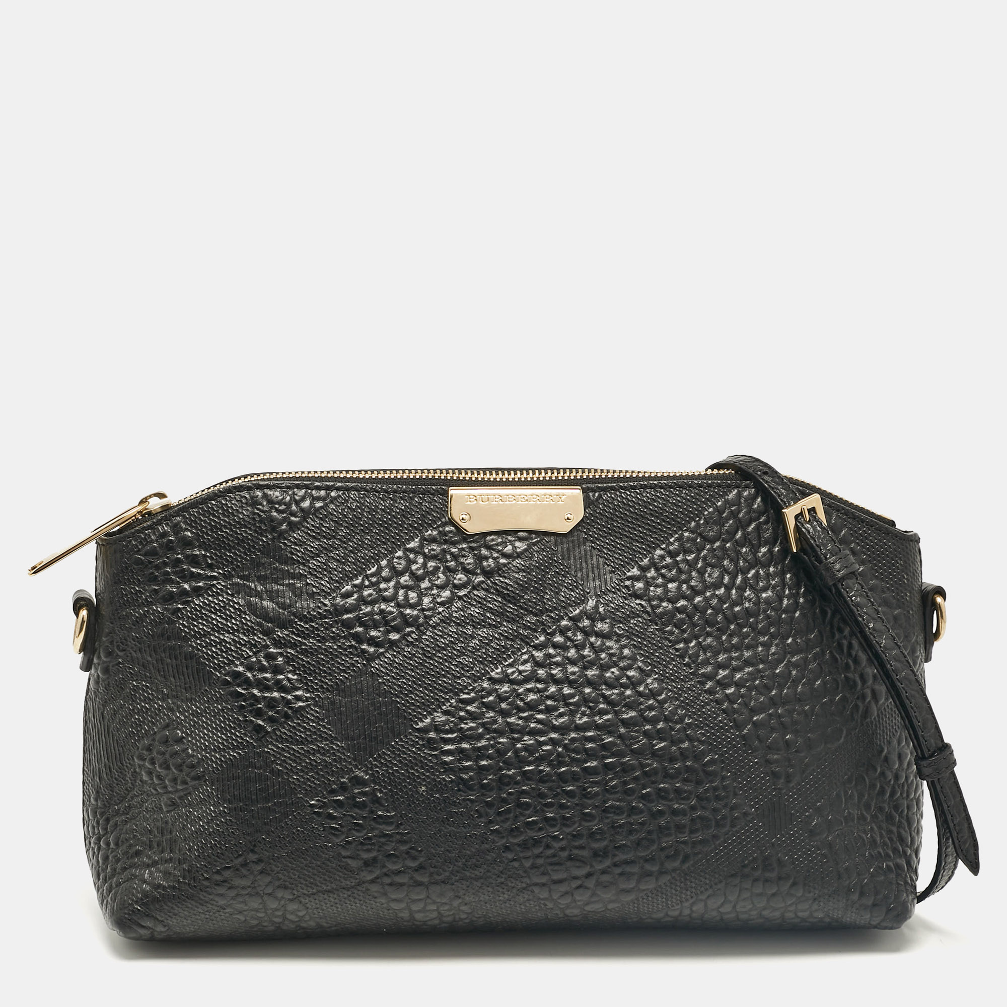 

Burberry Black Embossed Check Leather Chichester Crossbody Bag