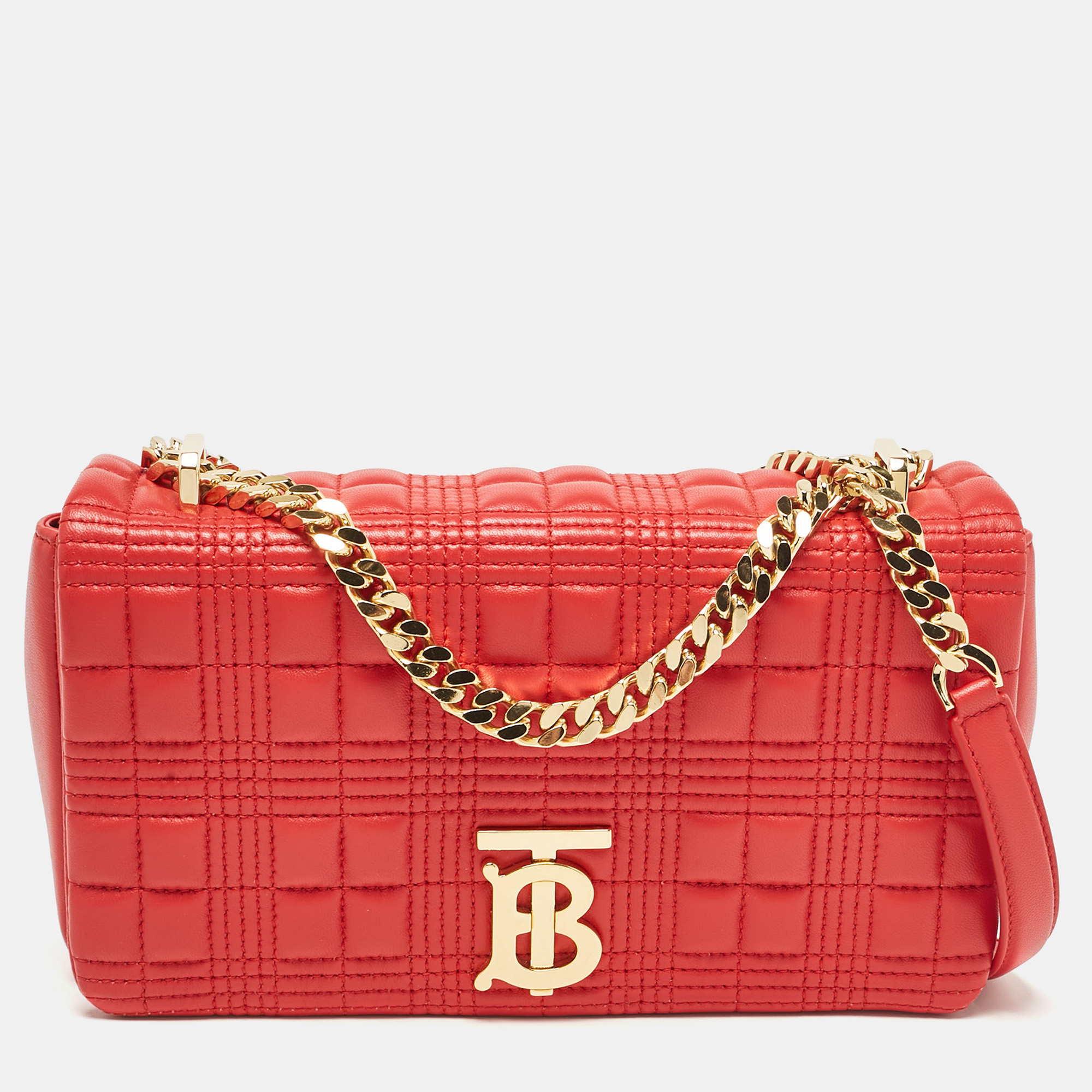 

Burberry Red Quilted Leather  Lola Chain Shoulder Bag