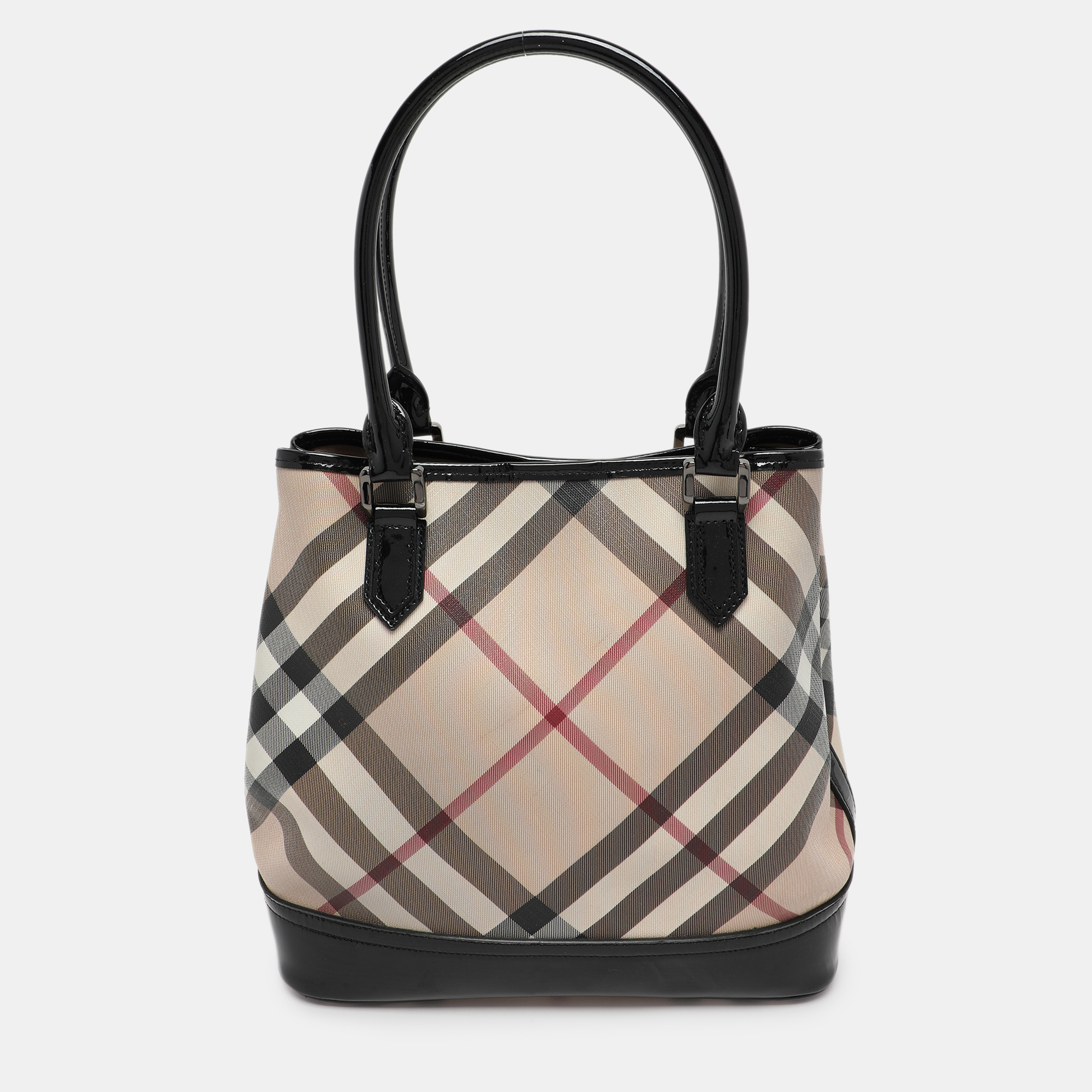 

Burberry Beige/Black Nova Check PVC and Patent Leather Eden Tote