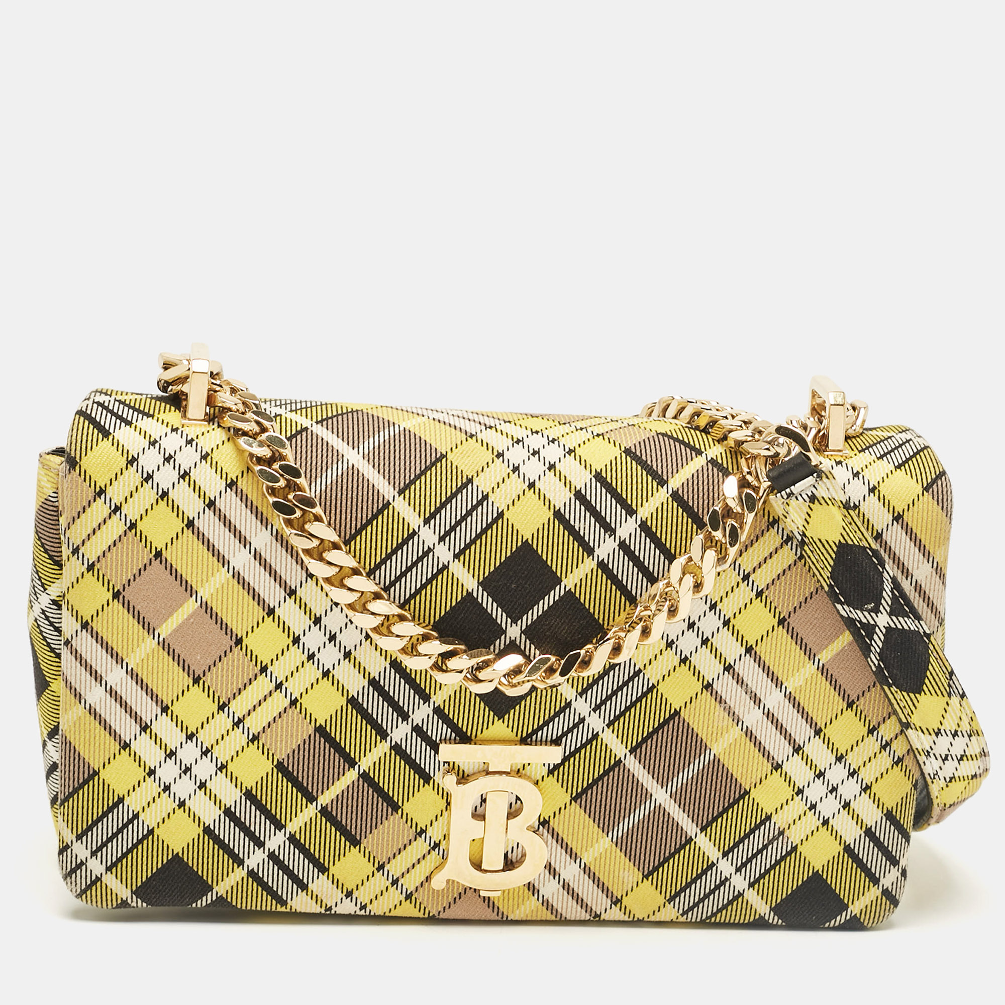 

Burberry Yellow Check Canvas Small Lola Chain Shoulder Bag