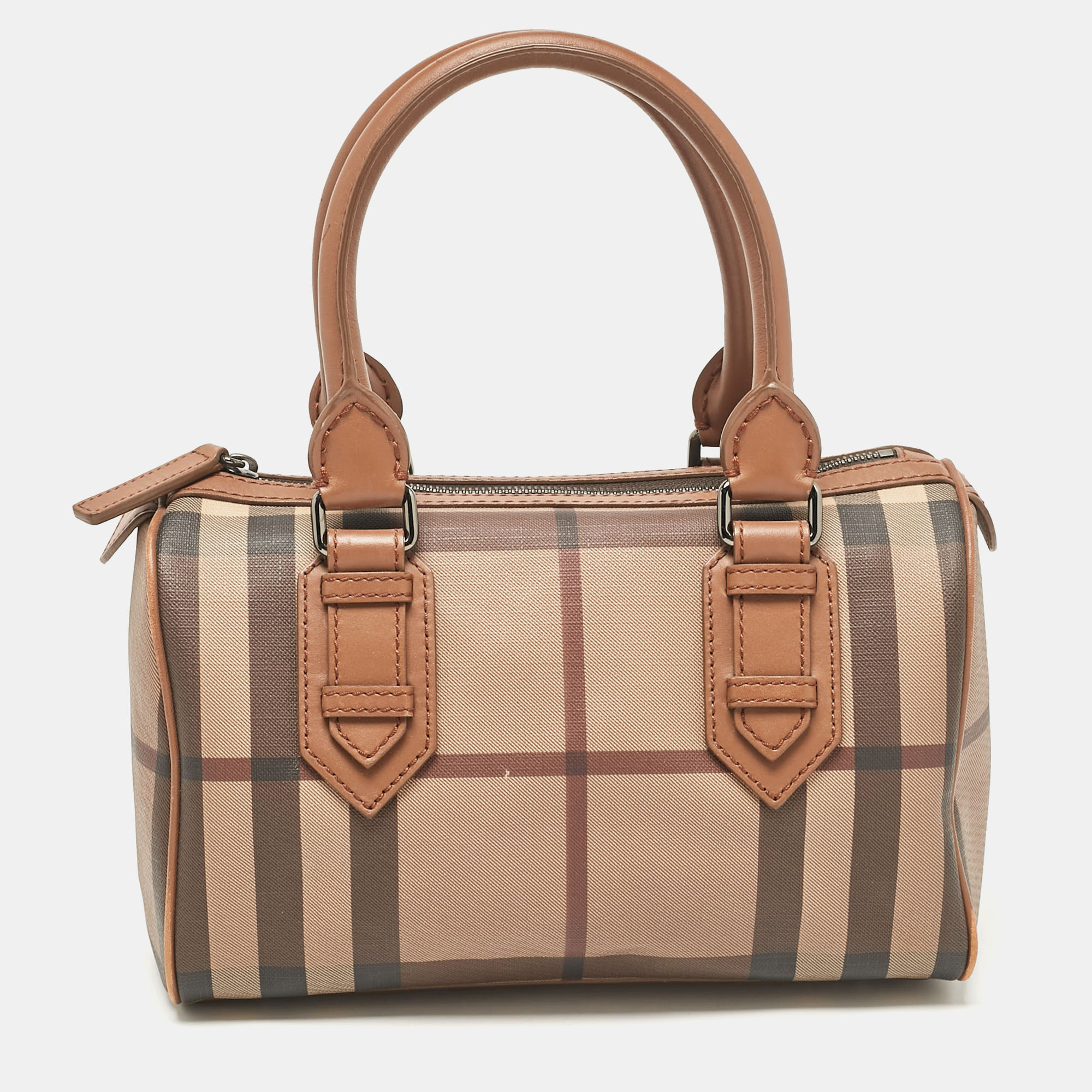 

Burberry Brown Smoked Check PVC and Leather Chester Boston Bag