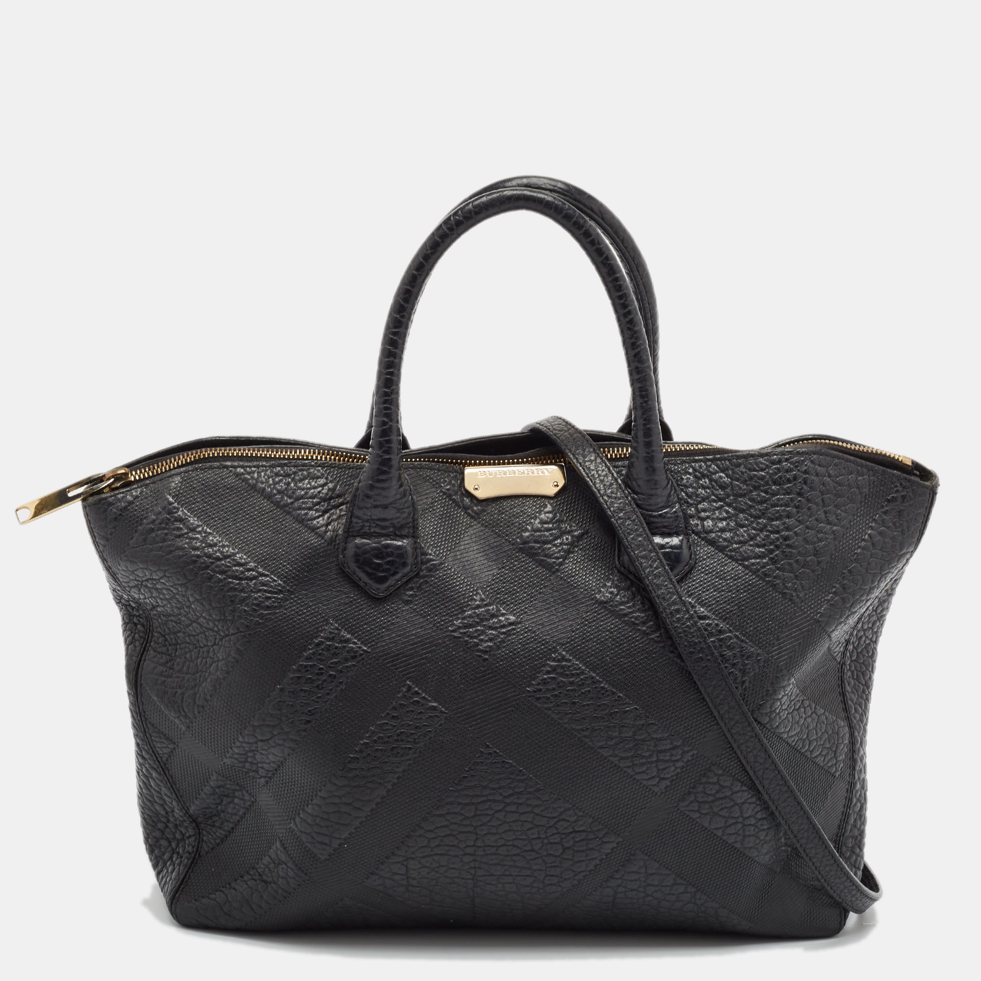 

Burberry Black Check Embossed Leather Dewsbury Tote