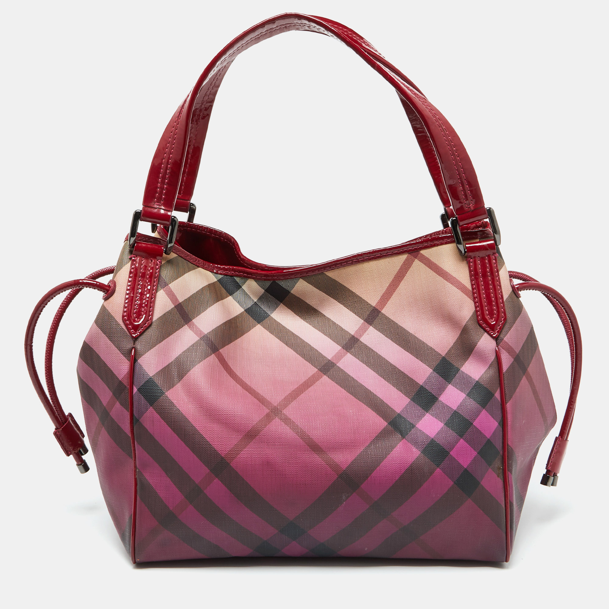 

Burberry Burgundy Ombre Supernova Check PVC and Patent Leather Bilmore Tote