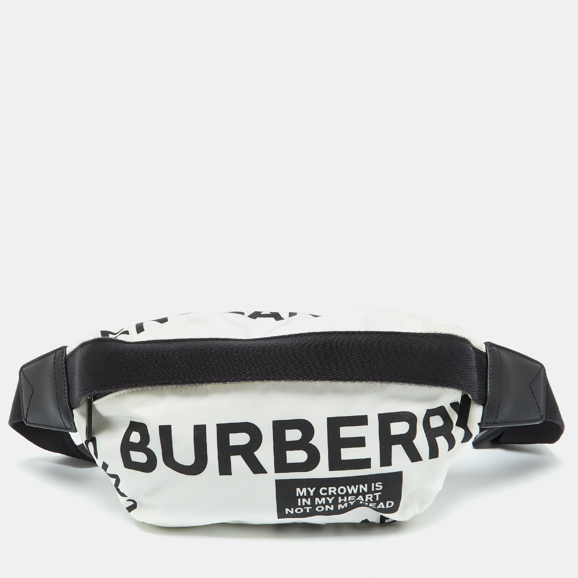 

Burberry White Fabric Sonny Medium Logo Belt Bag