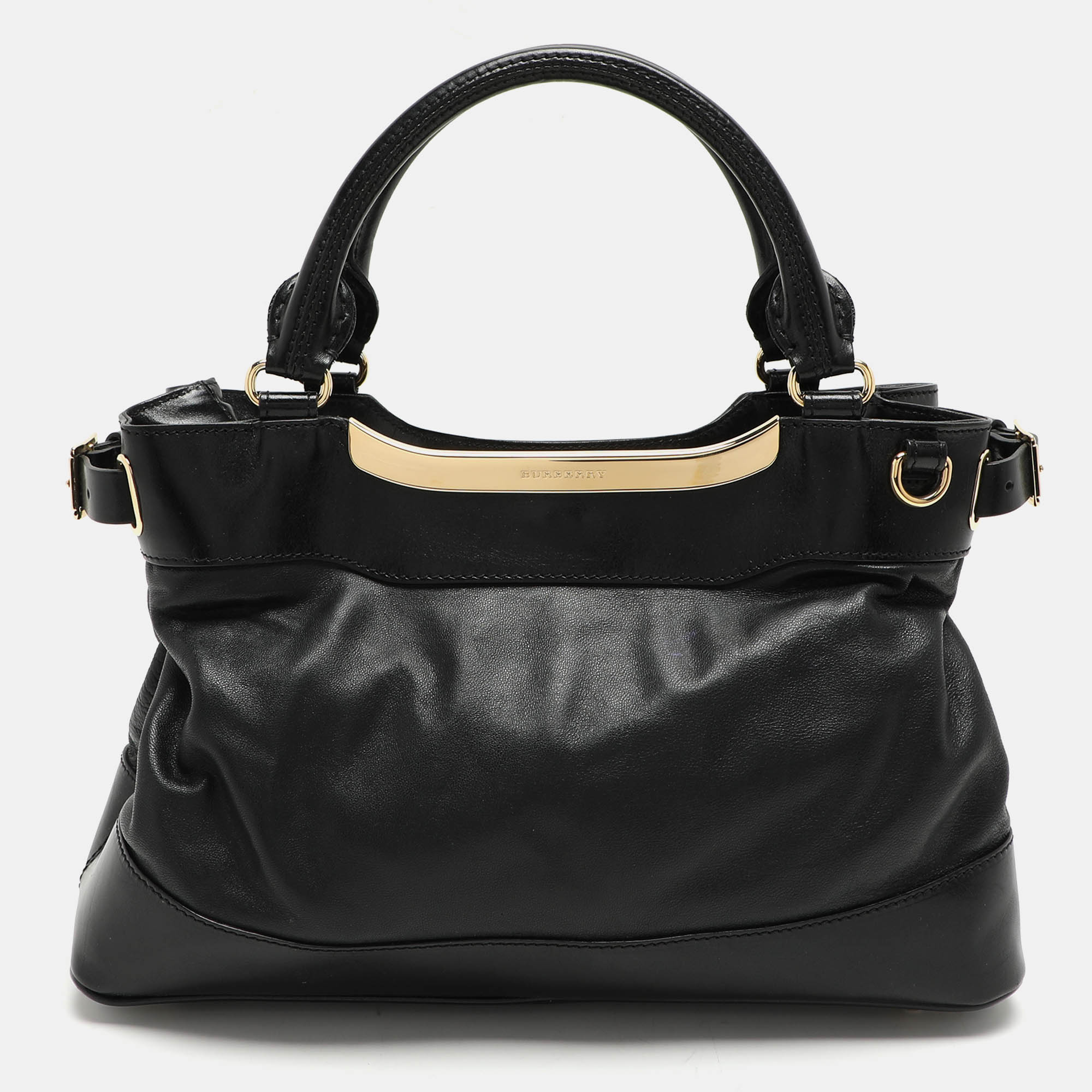 Pre-owned Burberry Black Leather Bridle Hepburn Tote