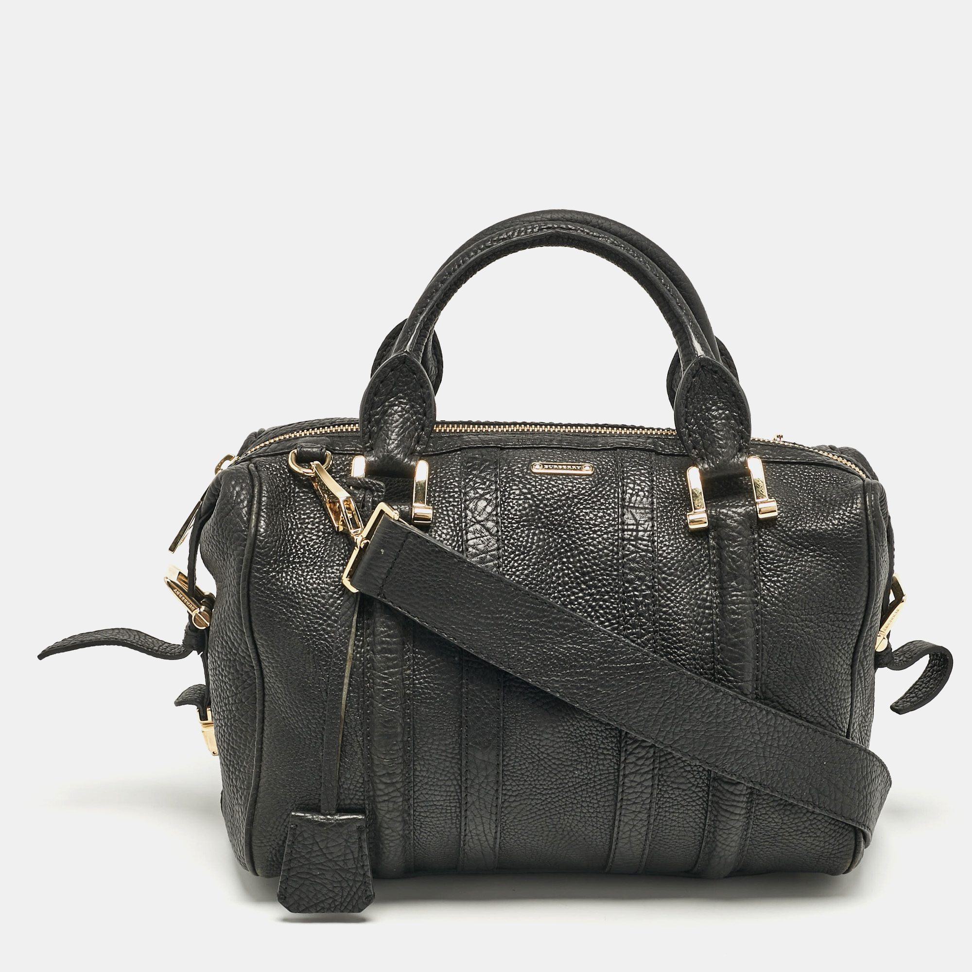 

Burberry Black Grain Leather Boston Bag