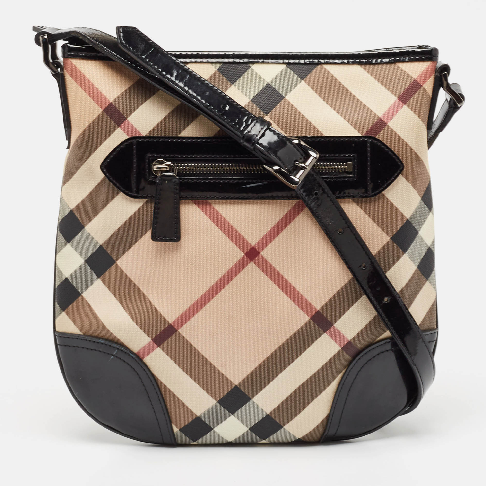 

Burberry Black/Beige Nova Check Patent Leather and PVC Dryden Crossbody Bag