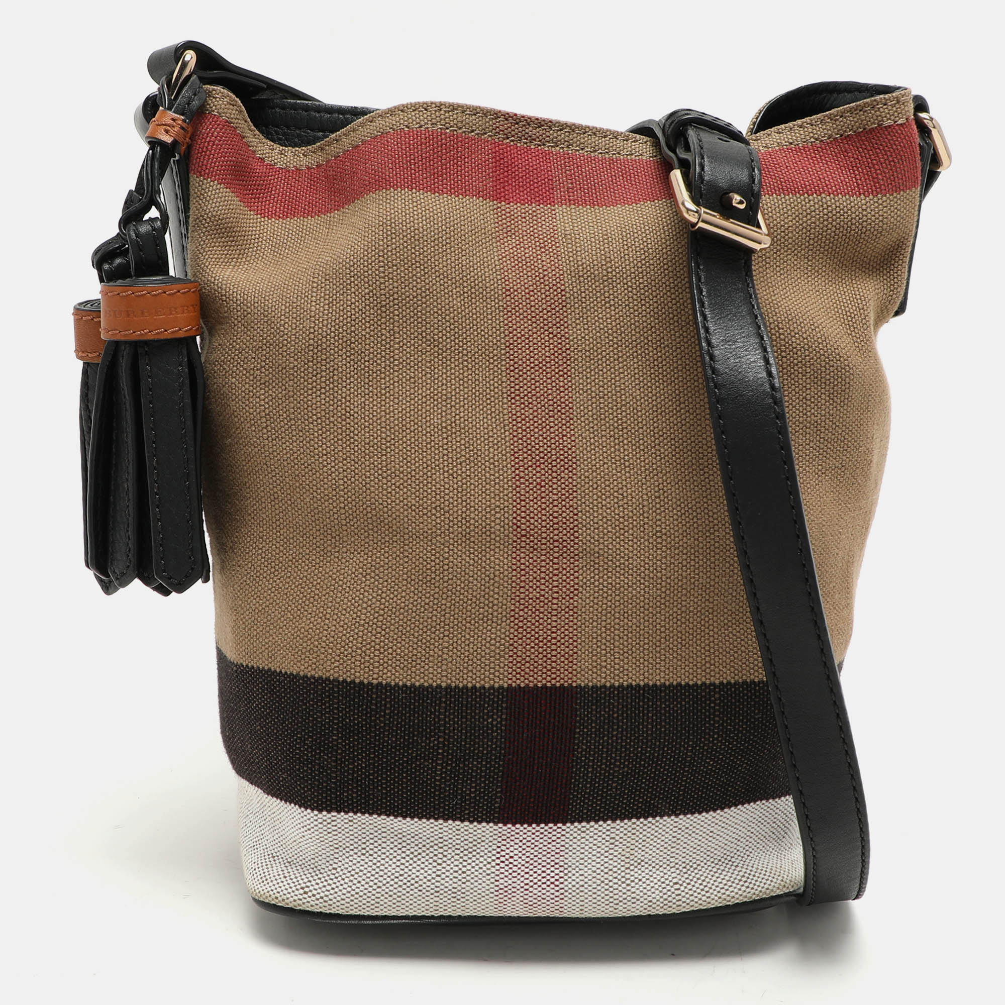 

Burberry Beige/Black House Check Canvas and Leather Ashby Bucket Bag