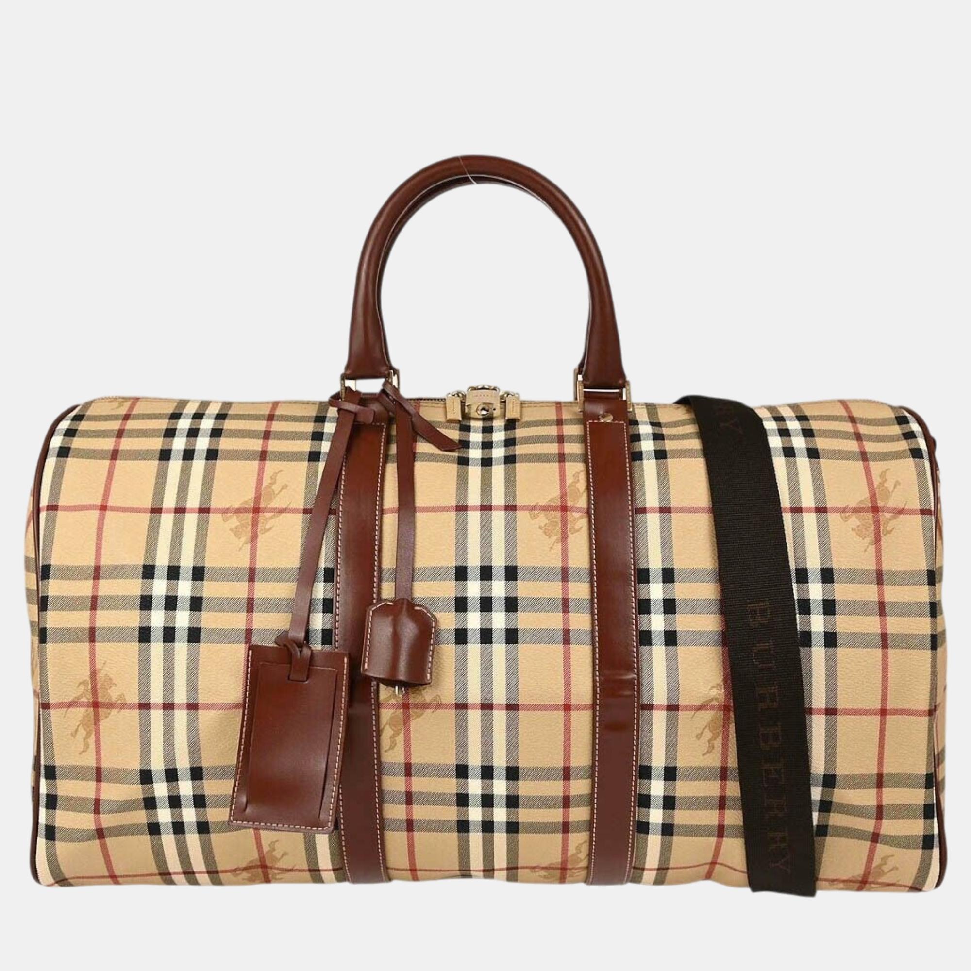 

Burberry Beige Brown House Check Duffle Handbag