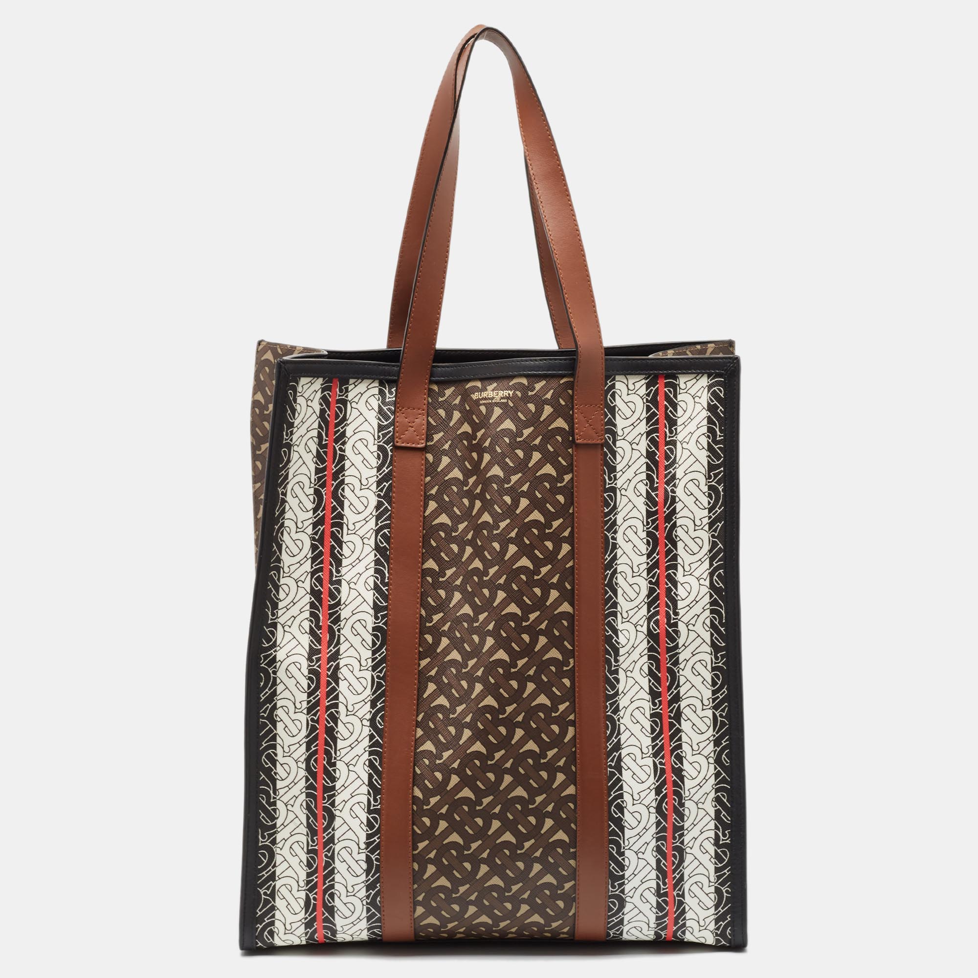 

Burberry Bridle Brown Coated Canvas  TB Book Tote, Multicolor