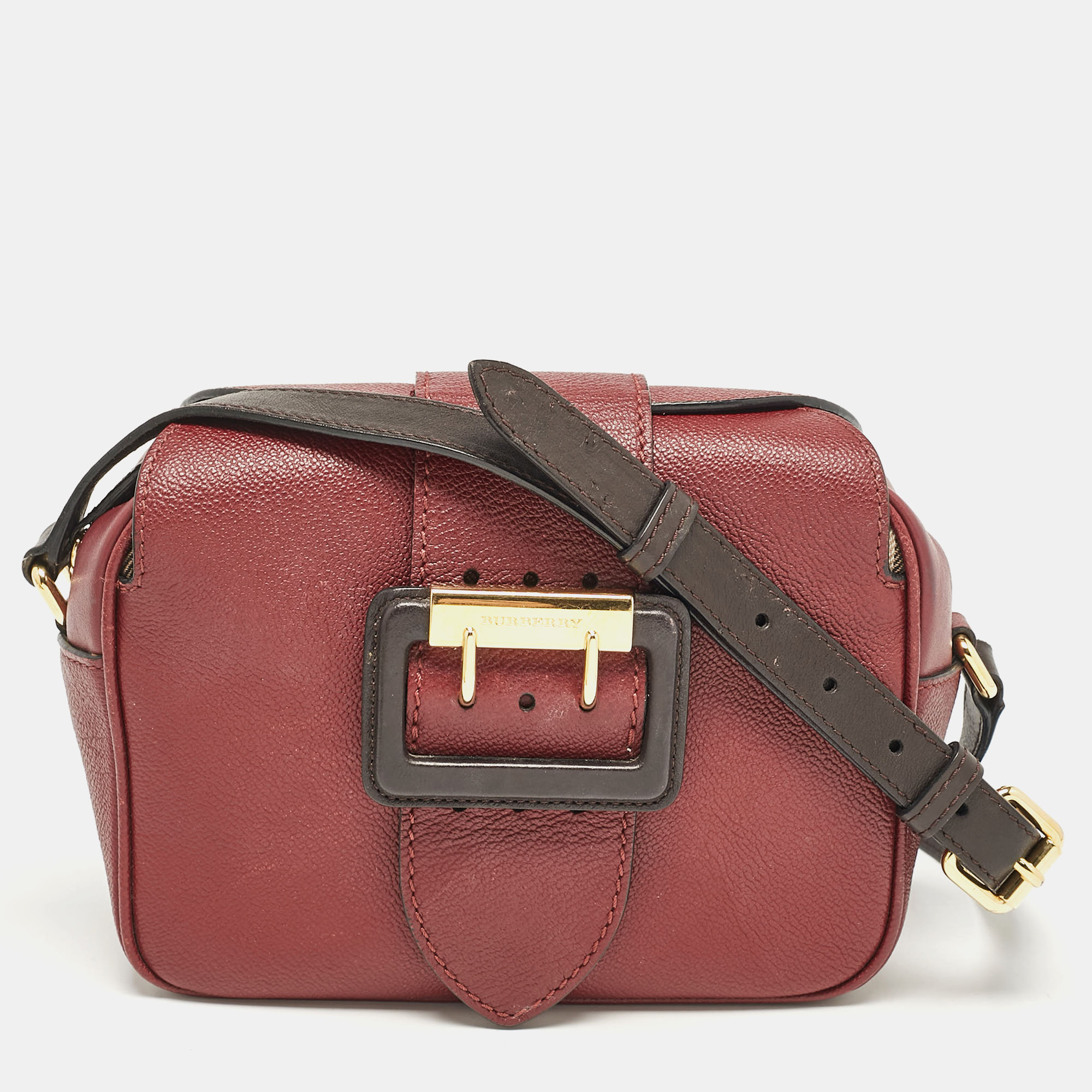 

Burberry Burgundy Leather Small Medley Buckle Crossbody Bag