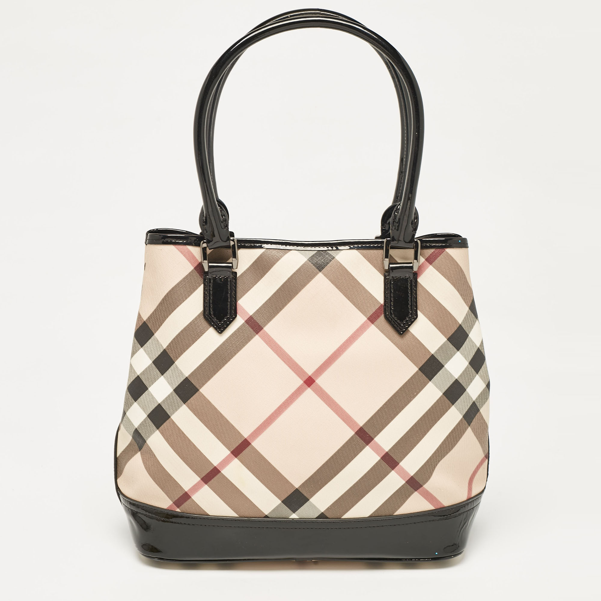 

Burberry Black/Beige Nova Check PVC and Patent Leather Eden Tote