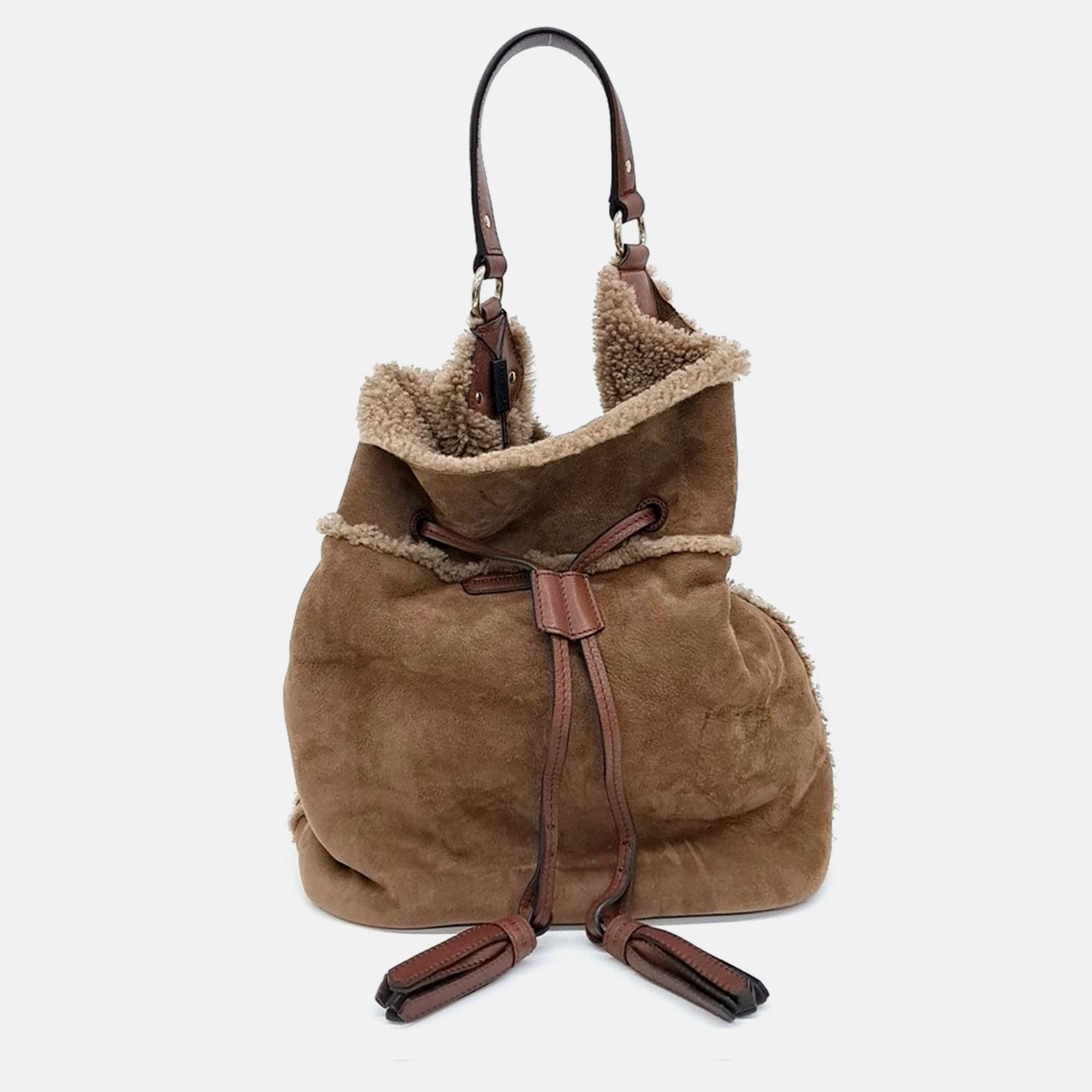 

Burberry Brown Shearling and Suede Susanna large hobo bag