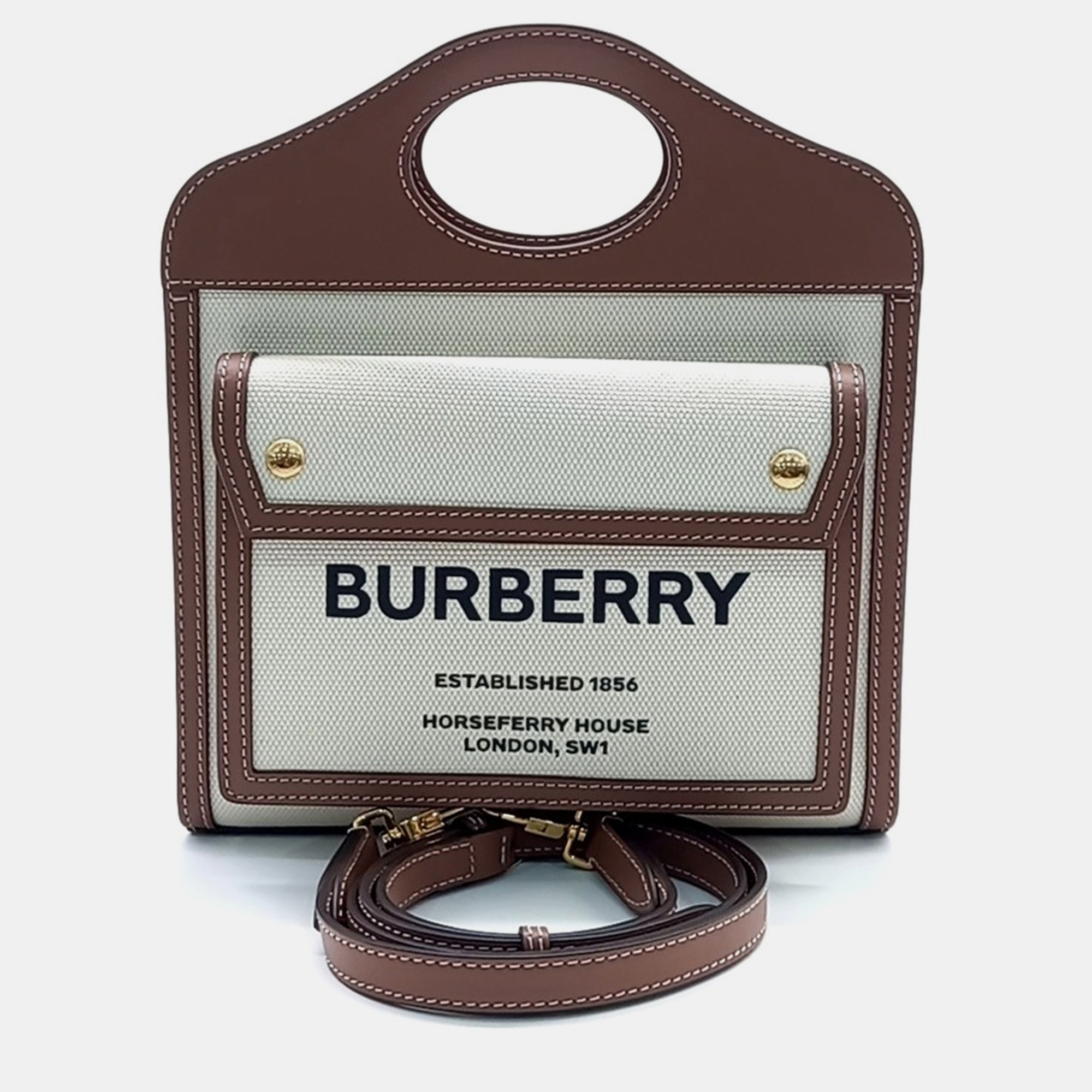 

Burberry Beige Brown Canvas and Leather pocket mini bag