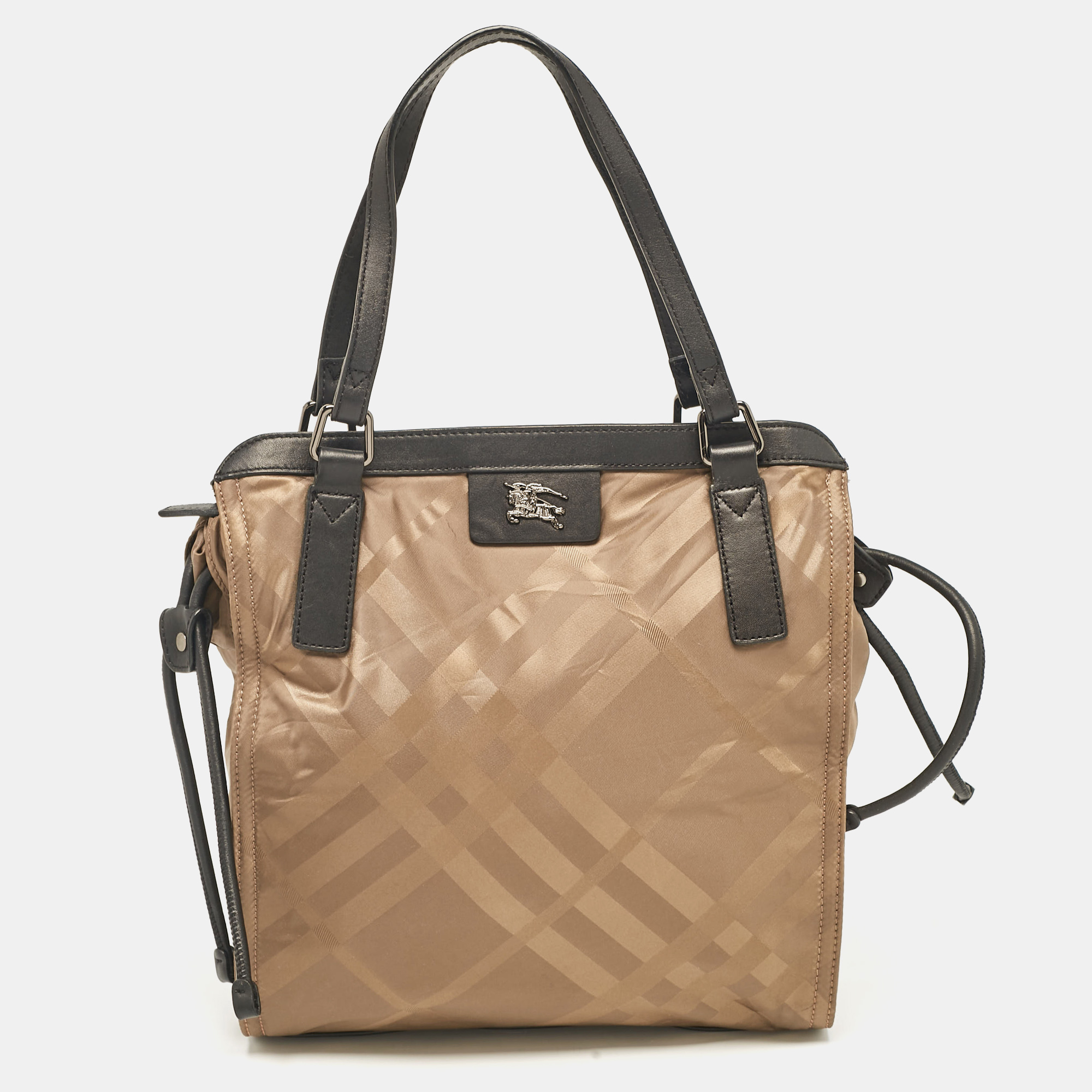 

Burberry Khaki/Black Nova Check Nylon and Leather Buckleigh Tote