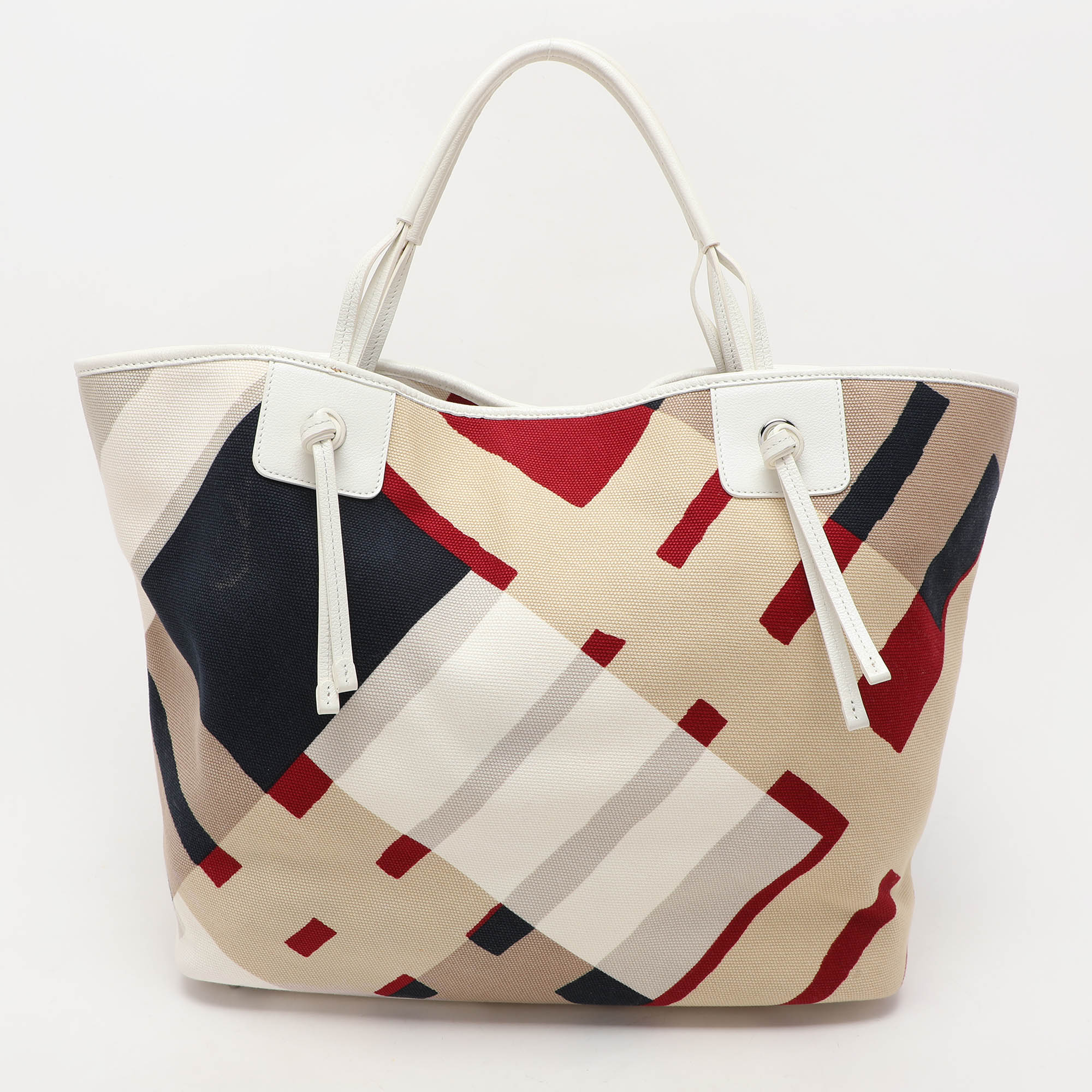 Burberry Multicolor Canvas and Leather Shopper Tote 