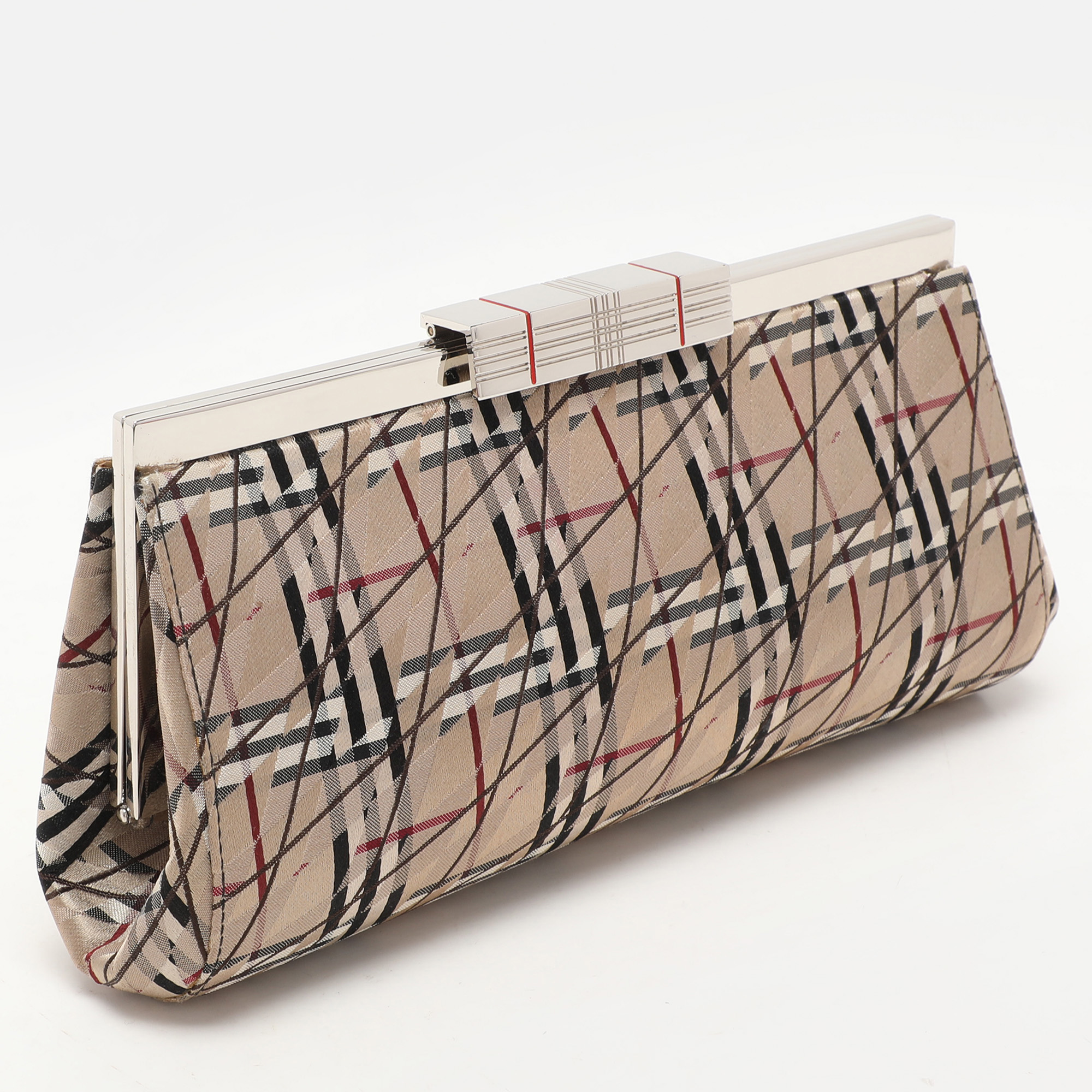 Burberry Multicolor Satin Frame Clutch 