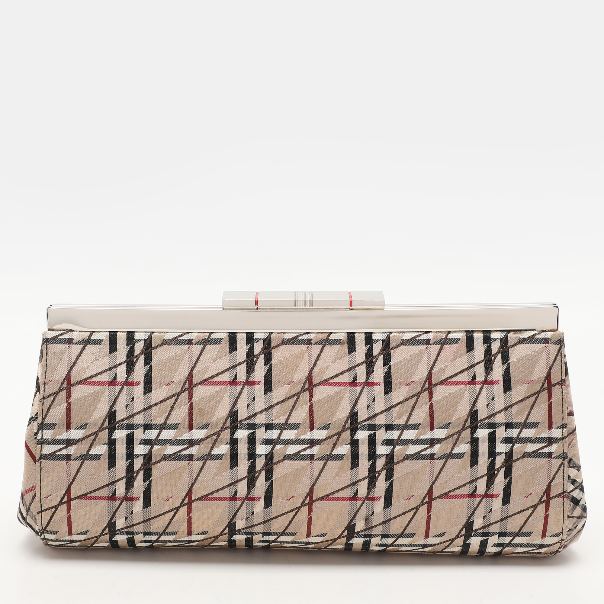 Burberry Multicolor Satin Frame Clutch 