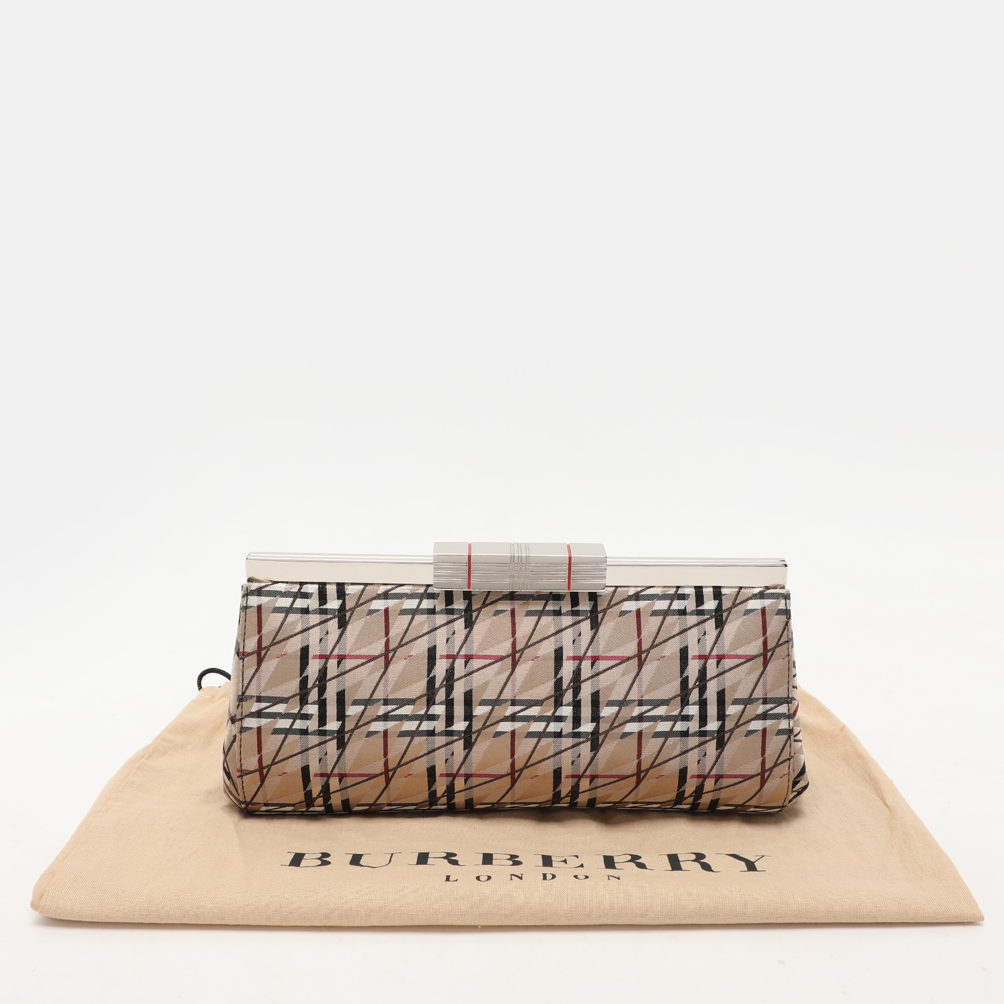 Burberry Multicolor Satin Frame Clutch 