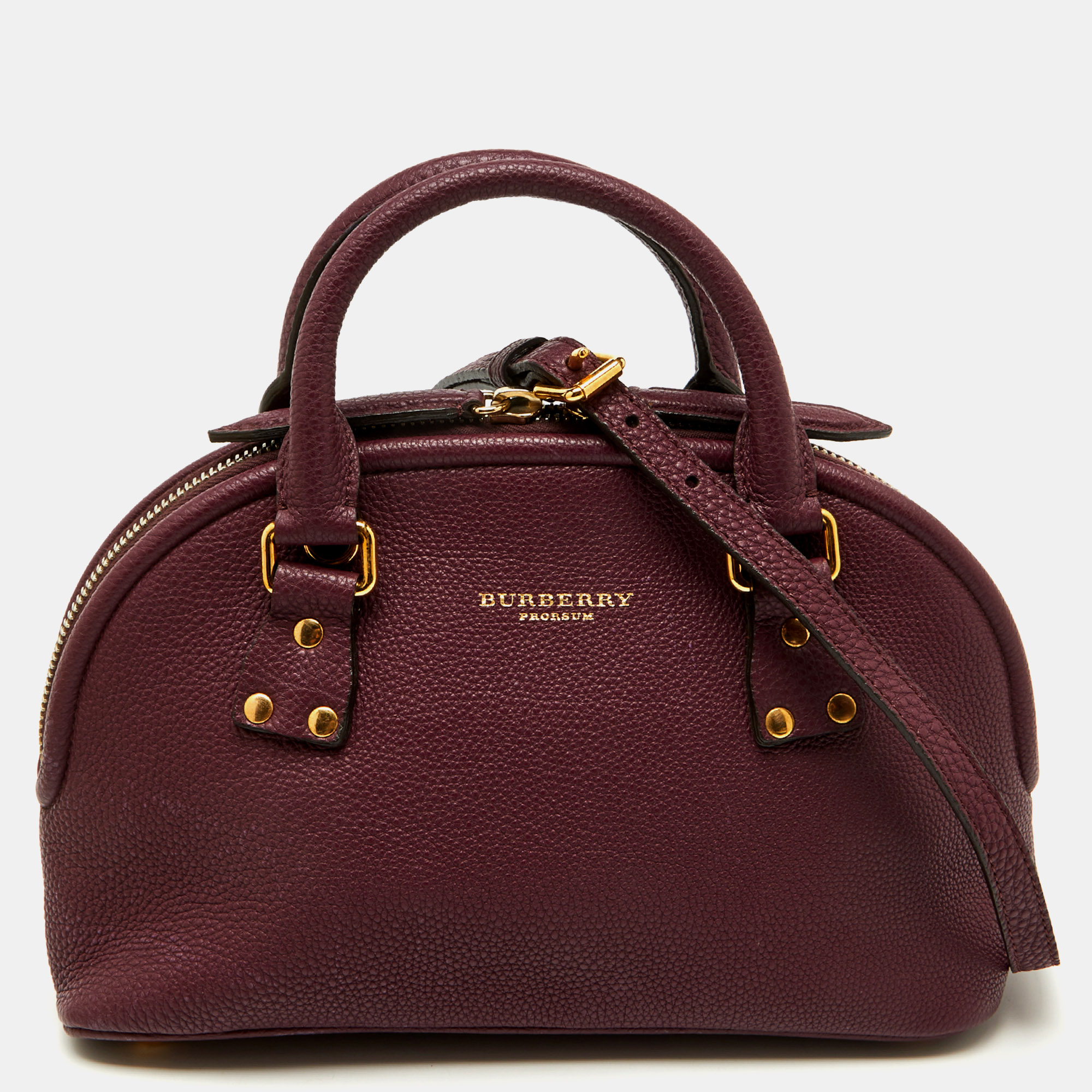 

Burberry Plum Purple Leather Orchard Zip Satchel