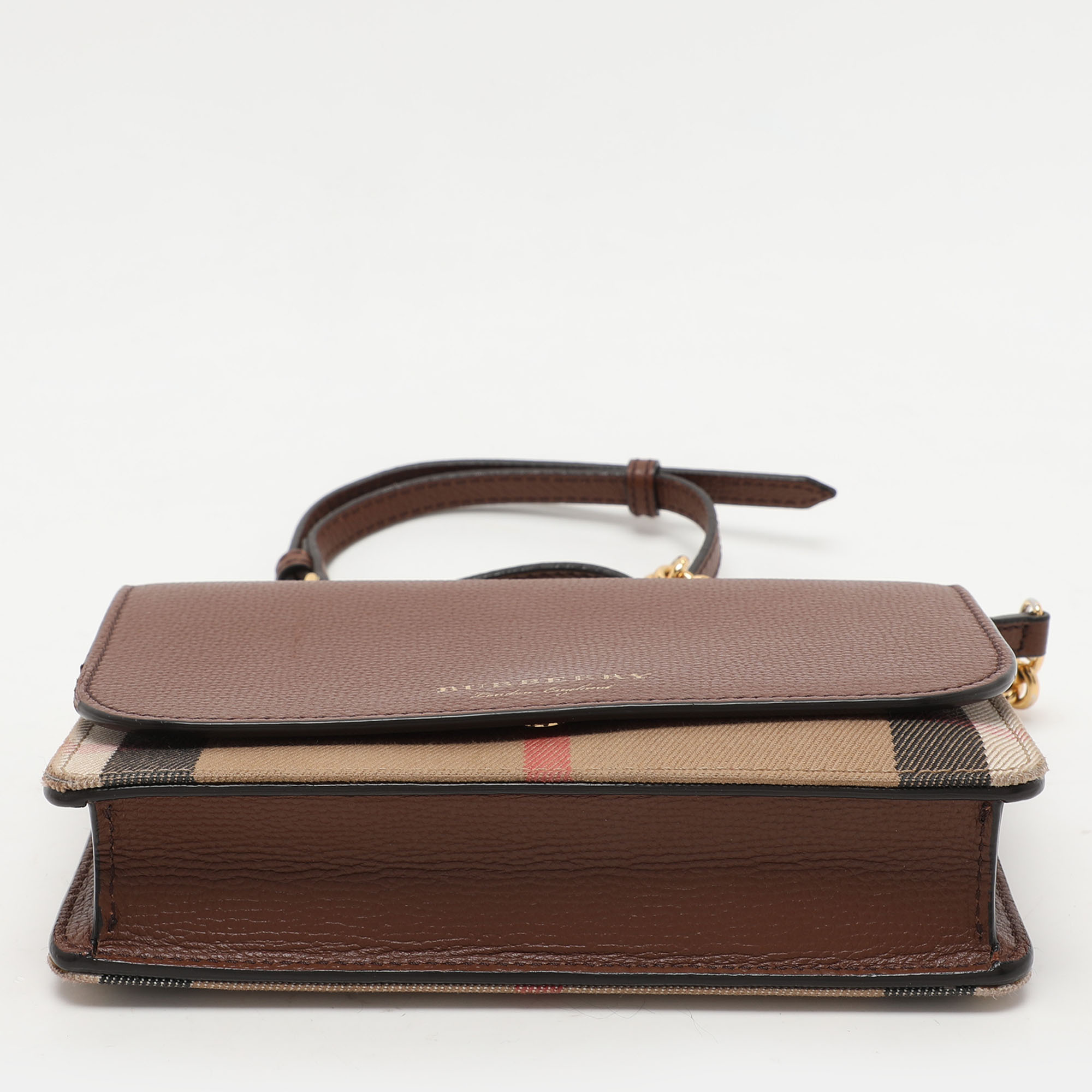 Burberry Brown/Beige House Check Canvas and Leather Hampshire Crossbody Bag 