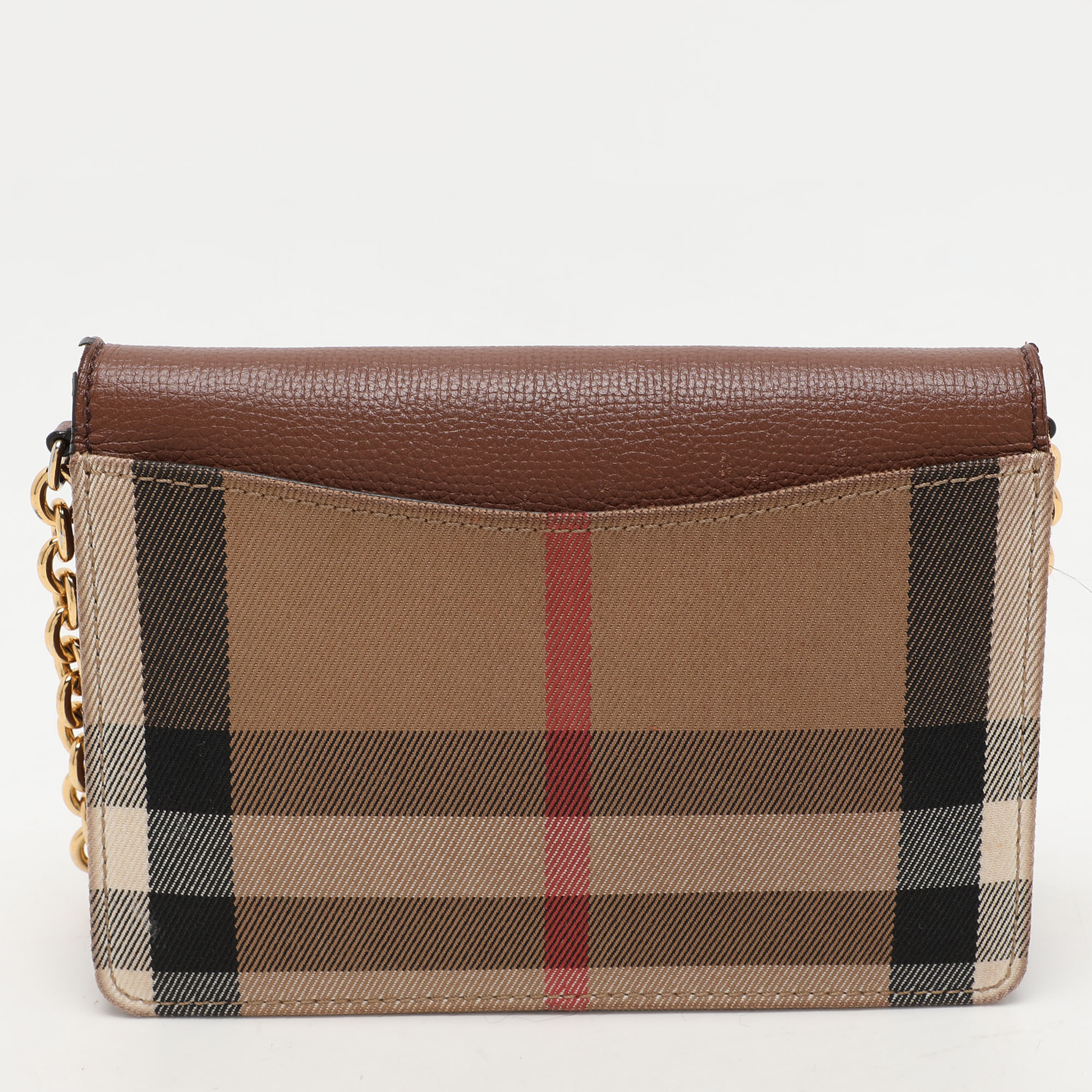 Burberry Brown/Beige House Check Canvas and Leather Hampshire Crossbody Bag 